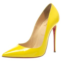 Christian Louboutin Yellow Patent Leather So Kate Pointed Toe Pumps Size 41