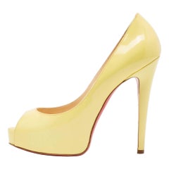 Christian Louboutin Yellow Patent Leather Very Prive Pumps Size 37.5