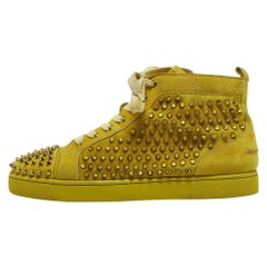 Christian Louboutin Yellow Suede Louis Spikes High Top Sneakers Size 43