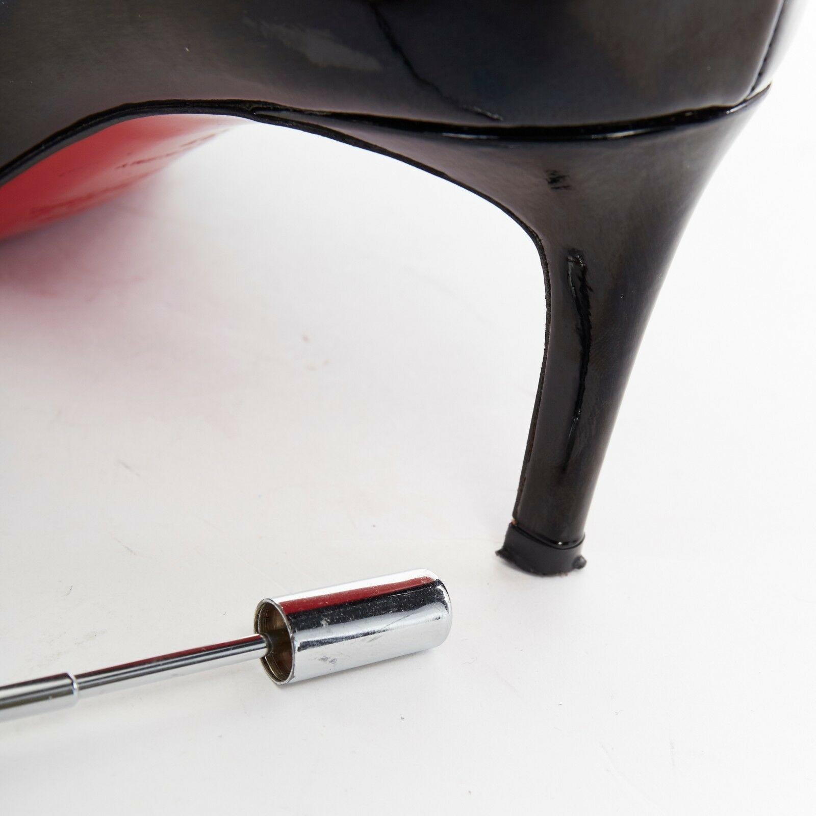 CHRISTIAN LOUBOUTIN You You 70 black patent leather peep toe mid high heel EU37 6