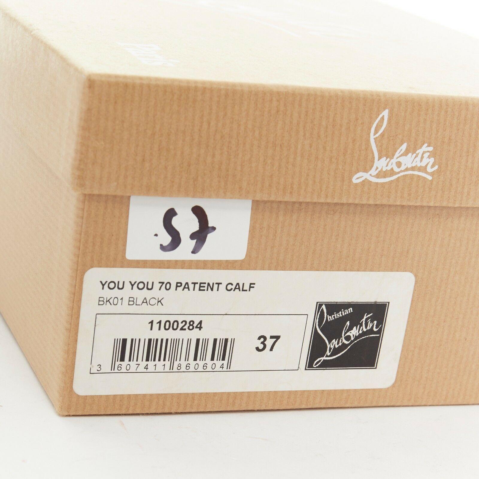 CHRISTIAN LOUBOUTIN You You 70 black patent leather peep toe mid high heel EU37 7