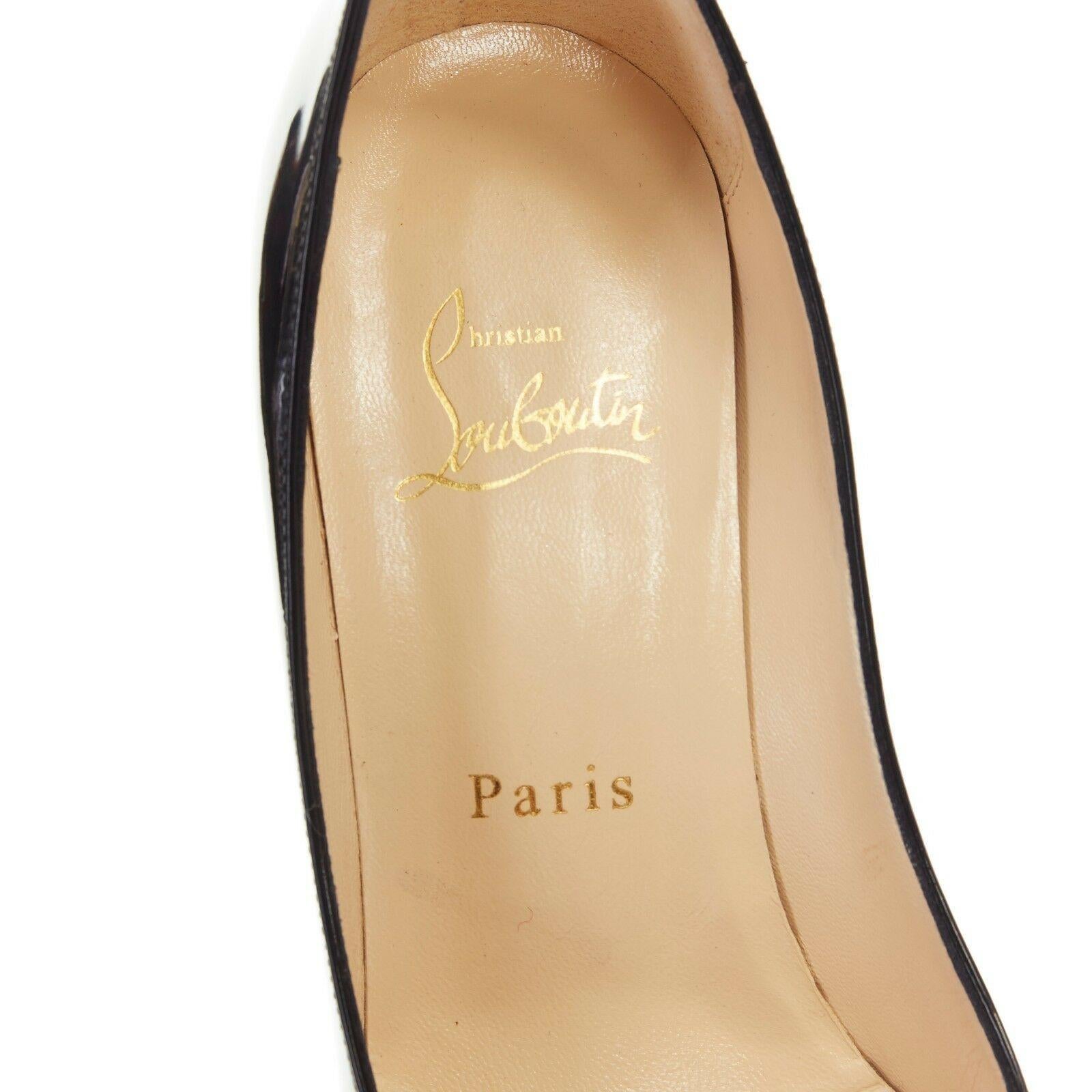 CHRISTIAN LOUBOUTIN You You 70 black patent leather peep toe mid high heel EU37 3