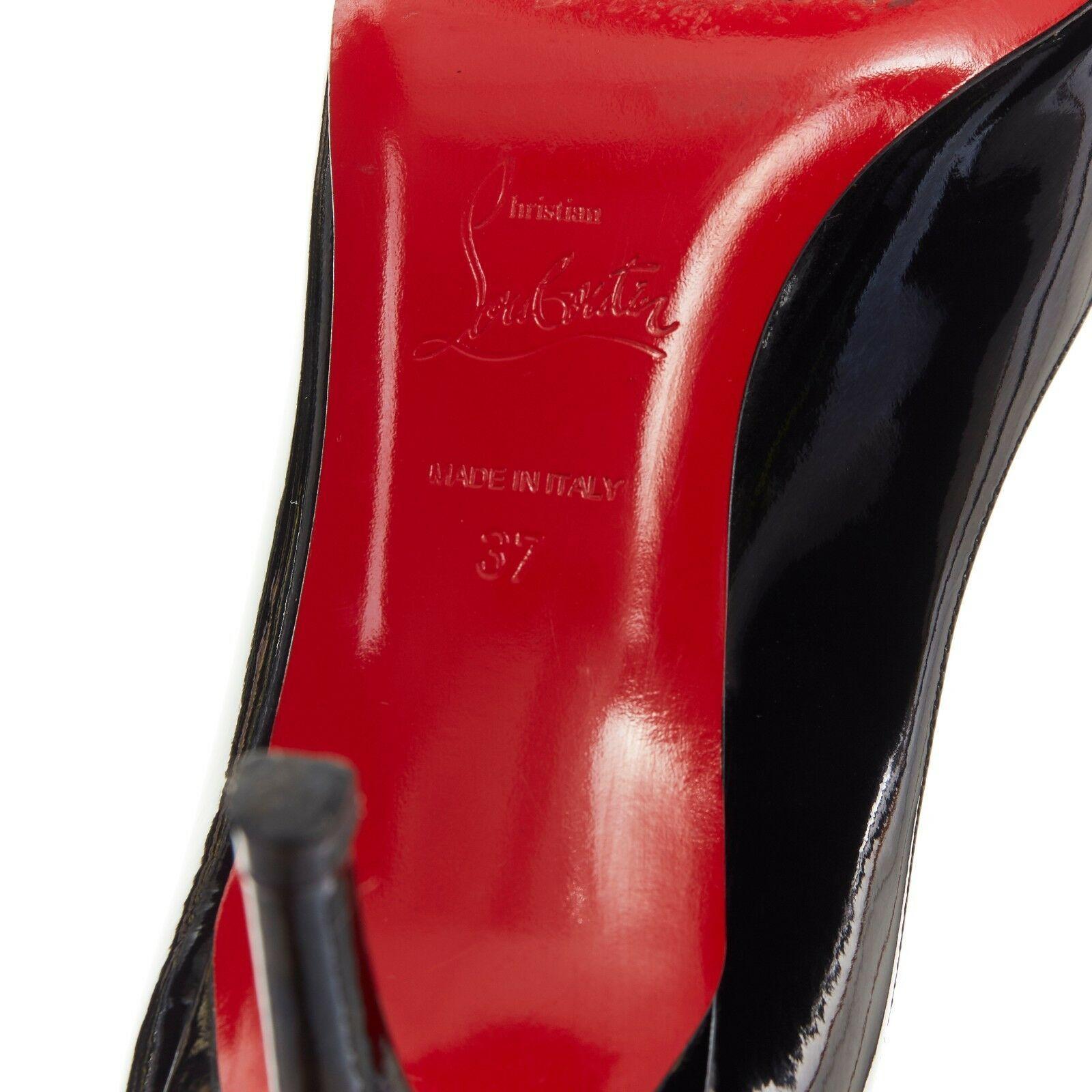 CHRISTIAN LOUBOUTIN You You 70 black patent leather peep toe mid high heel EU37 4