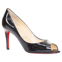 CHRISTIAN LOUBOUTIN You You 85 black patent leather peep toe heels EU37.5