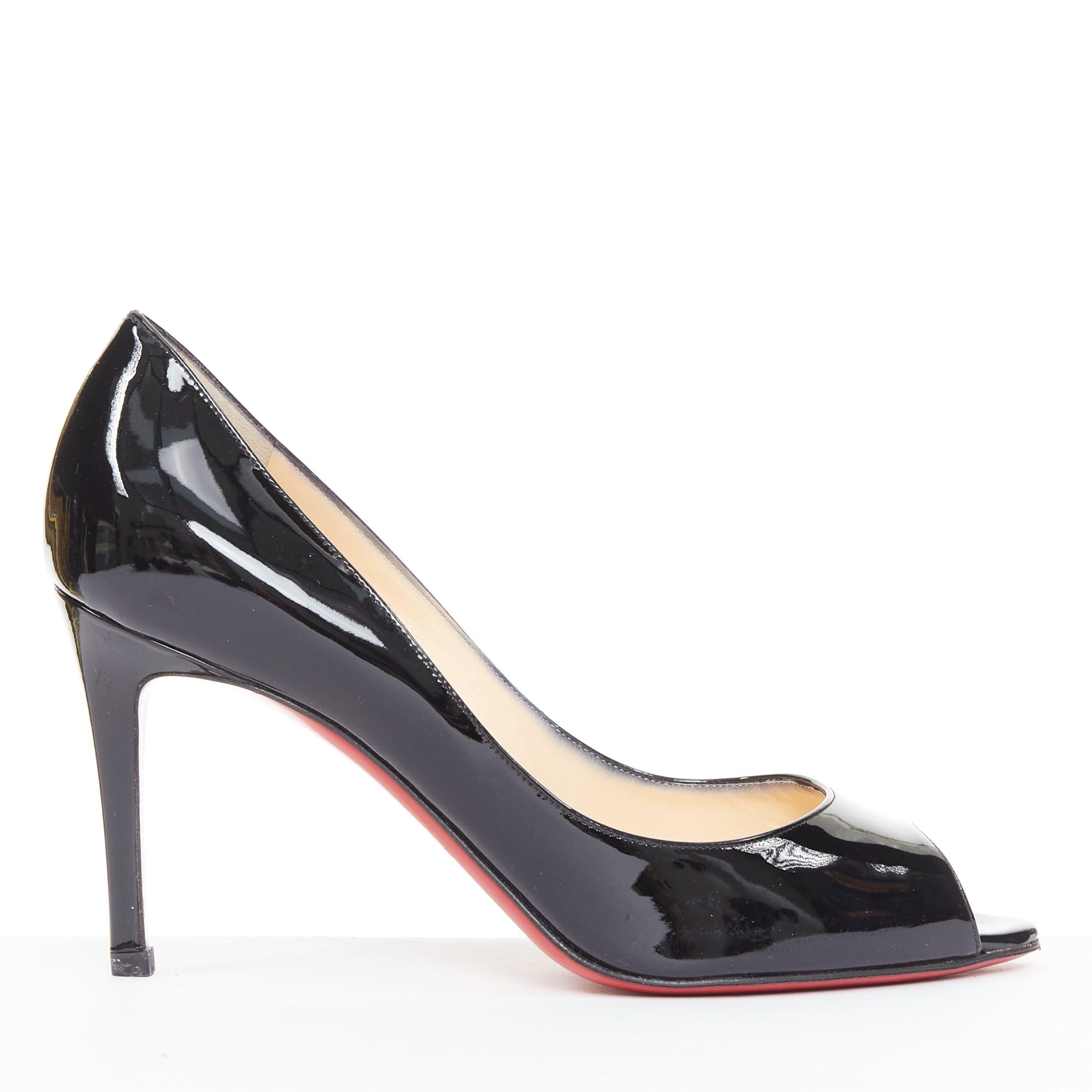 CHRISTIAN LOUBOUTIN You You 85 black patent leather peep toe heels EU37.5 For Sale