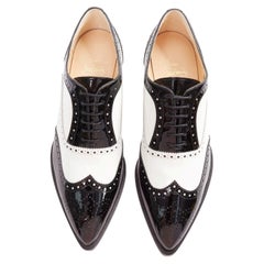CHRISTIAN LOUBOUTIN Zazou Fiori Flat Patent leather point toe brogue EU38.5