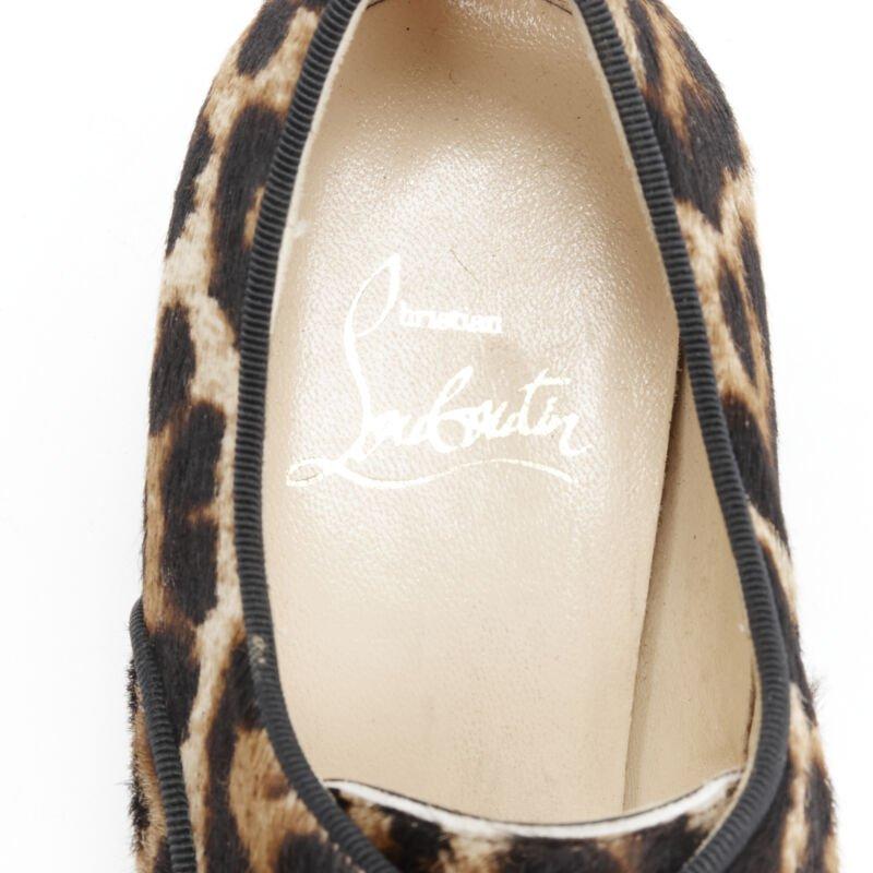 CHRISTIAN LOUBOUTIN Zazou Flat Pony marrone stampa leopardata oxford brogue EU35 in vendita 5