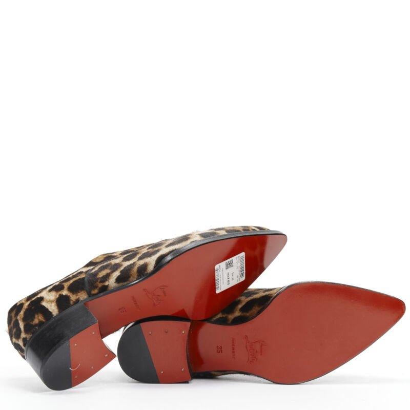 CHRISTIAN LOUBOUTIN Zazou Flat Pony marrone stampa leopardata oxford brogue EU35 in vendita 7