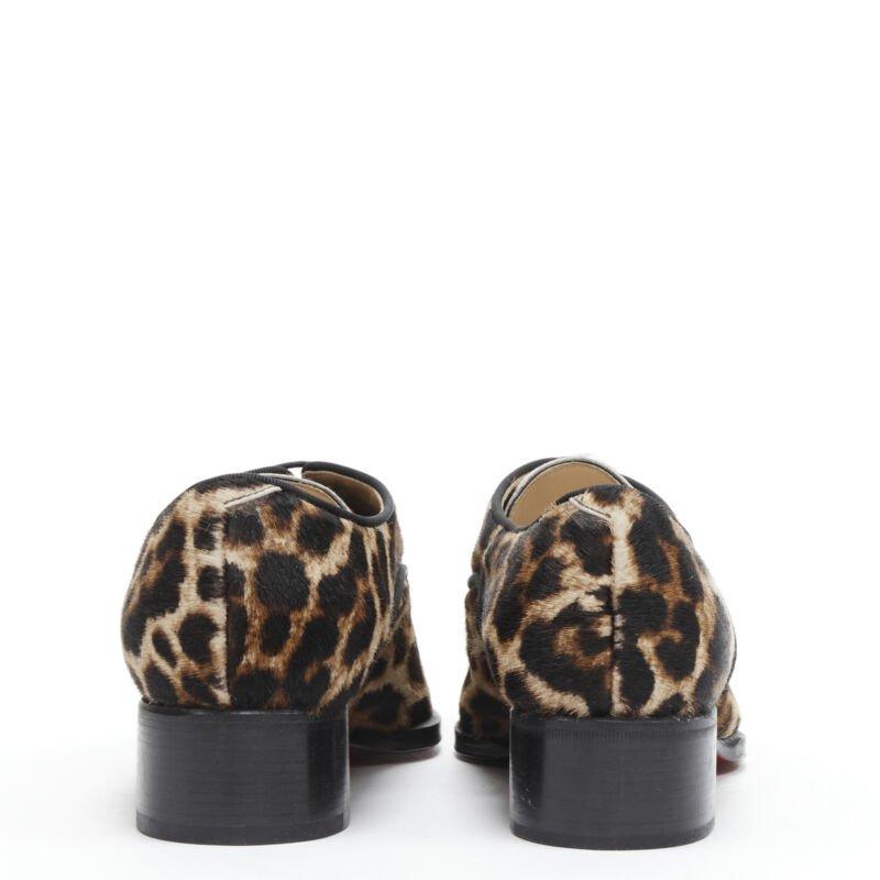 Donna CHRISTIAN LOUBOUTIN Zazou Flat Pony marrone stampa leopardata oxford brogue EU35 in vendita