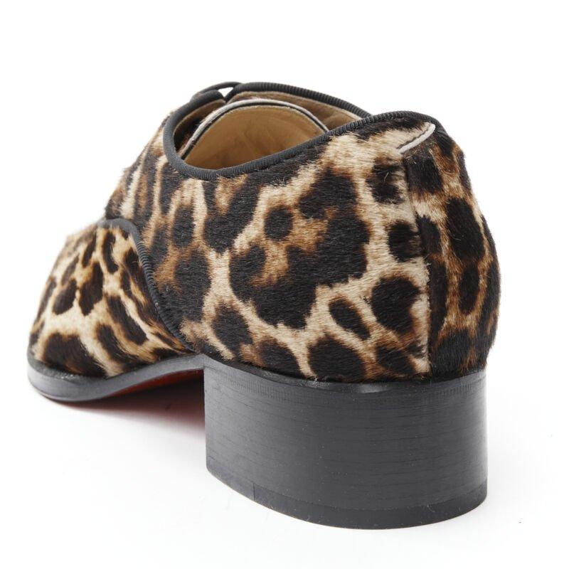 CHRISTIAN LOUBOUTIN Zazou Flat Pony marrone stampa leopardata oxford brogue EU35 in vendita 4
