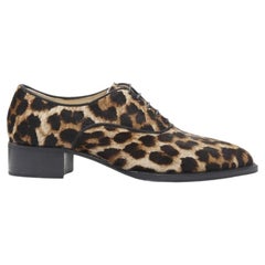 CHRISTIAN LOUBOUTIN Zazou Flat Pony brown leopard print oxford brogue EU35