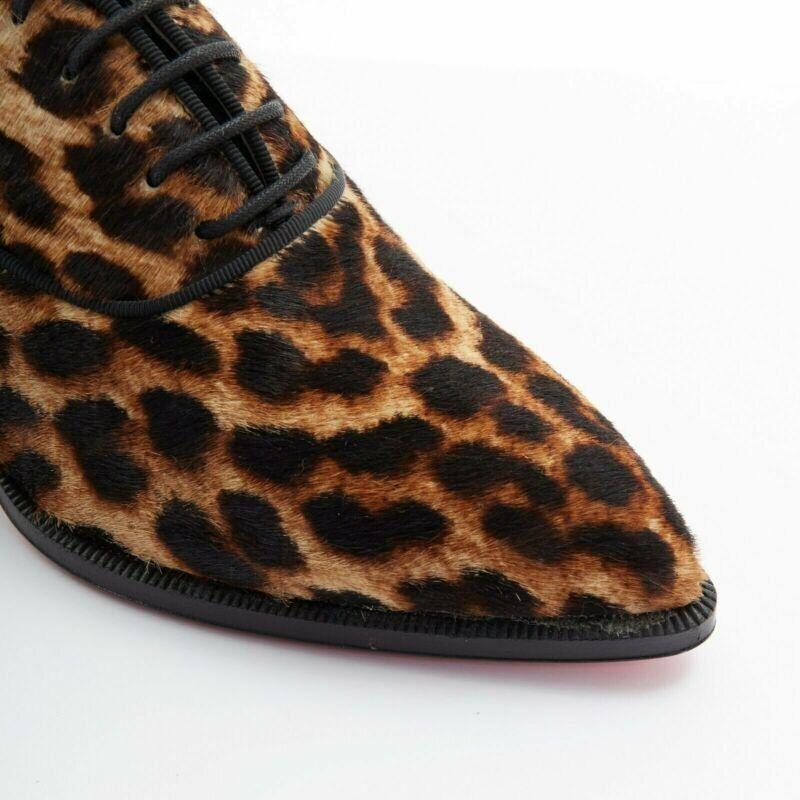CHRISTIAN LOUBOUTIN Zazou leopard print calfksin point toe laced brogue EU36 3