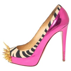Christian Louboutin Zebra Print Leather Limited Edition Asteroid Spike Pumps 36
