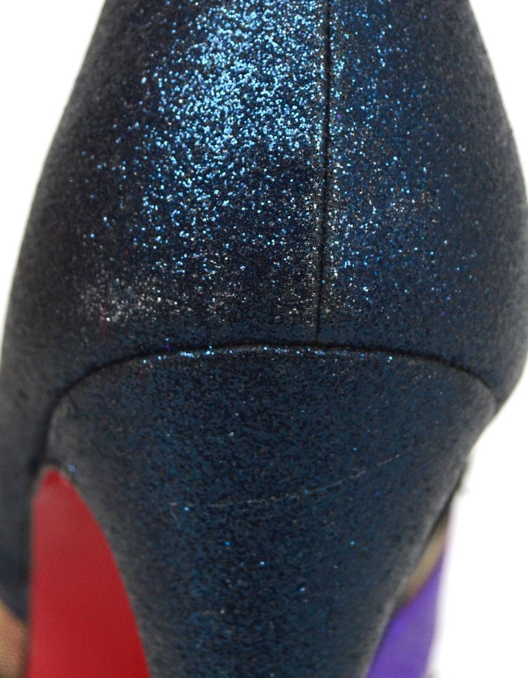 Christian Louboutin ZIGGY 150 Multi-color Glitter Platform Booties sz ...