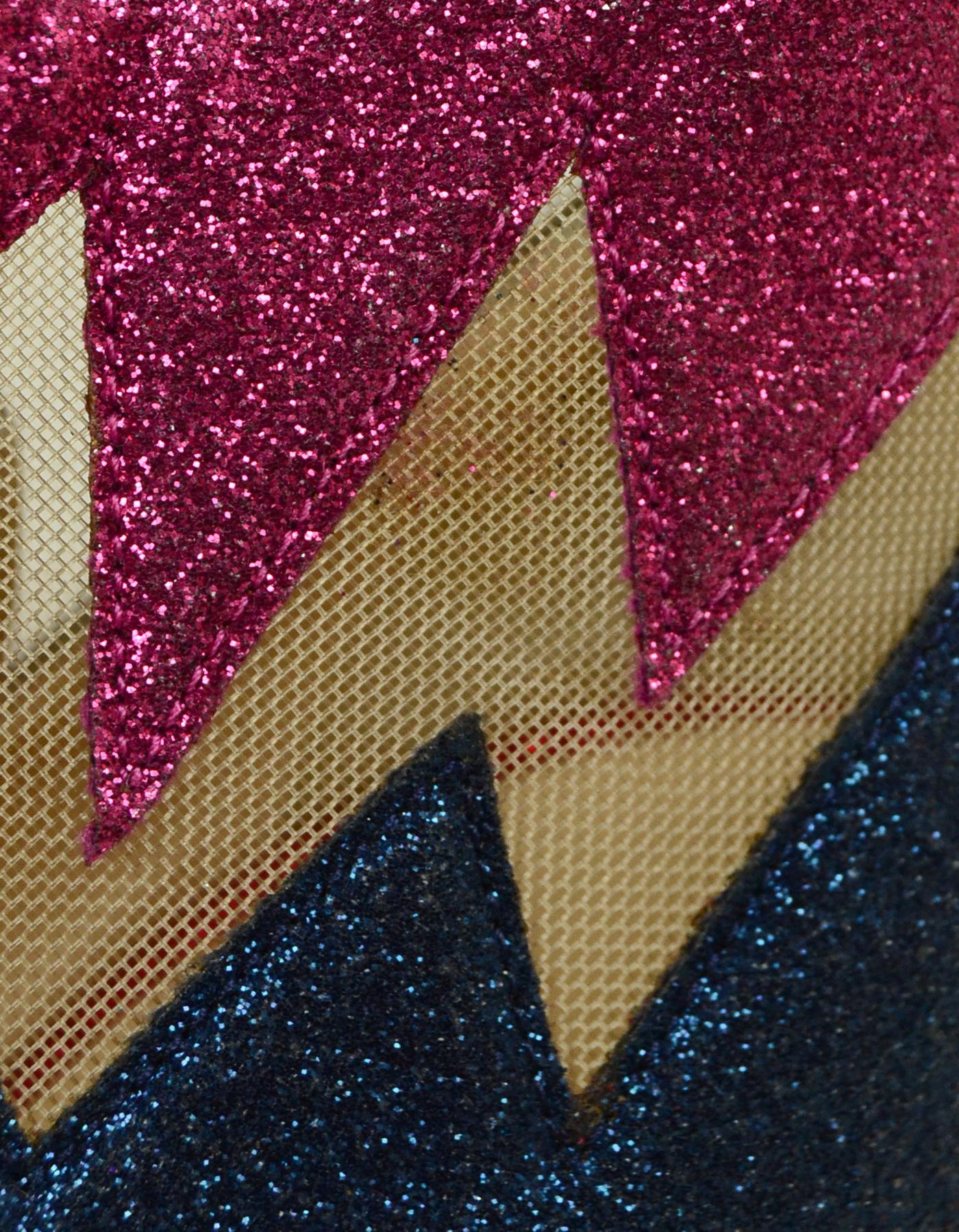 Christian Louboutin ZIGGY 150 Multi-color Glitter Platform Booties sz 38.5 3
