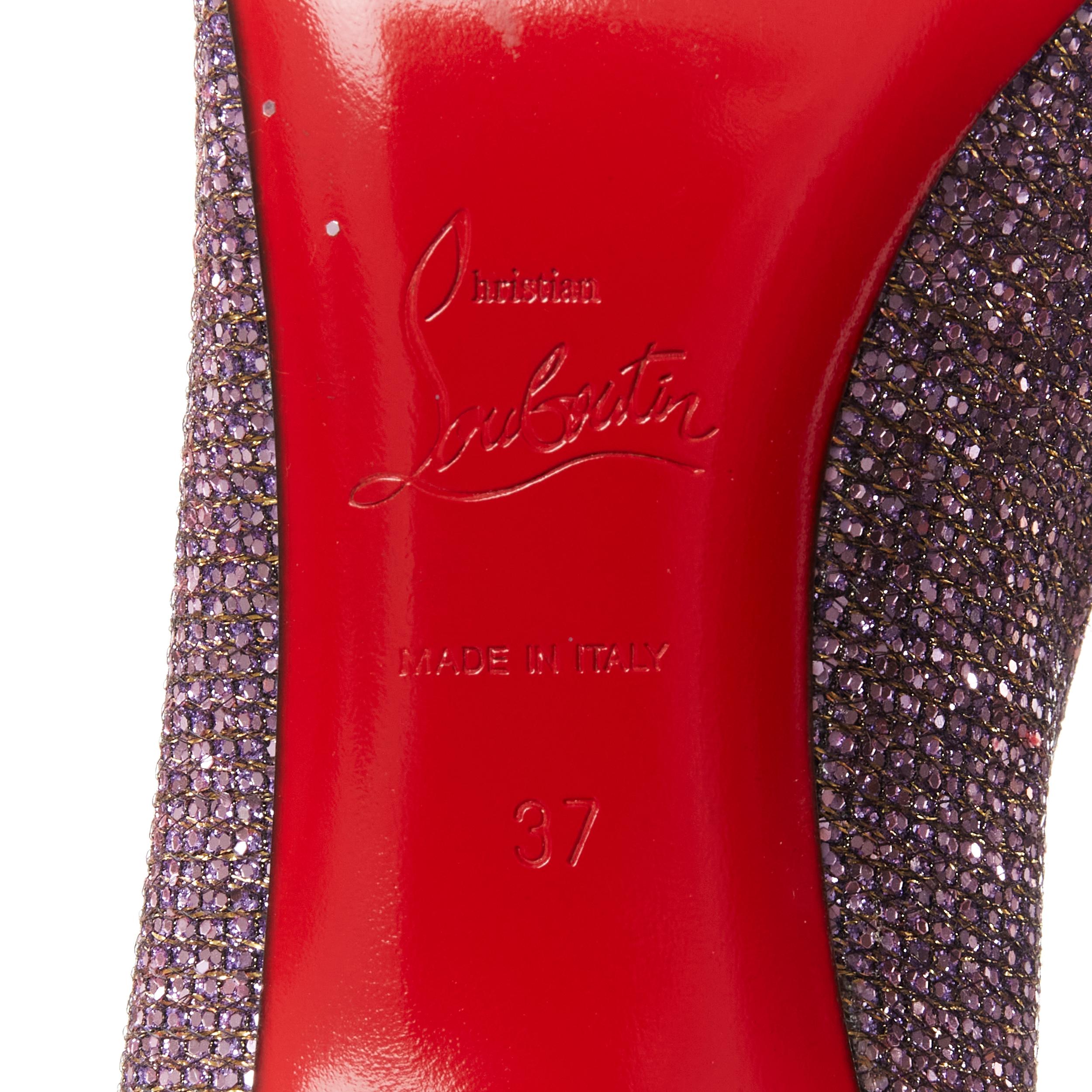 CHRISTIAN LOUOUTIN Fifi pink gold glitter round toe mid heel pump EU37.5 4