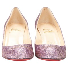 CHRISTIAN LOUOUTIN Fifi pink gold glitter round toe mid heel pump EU37.5