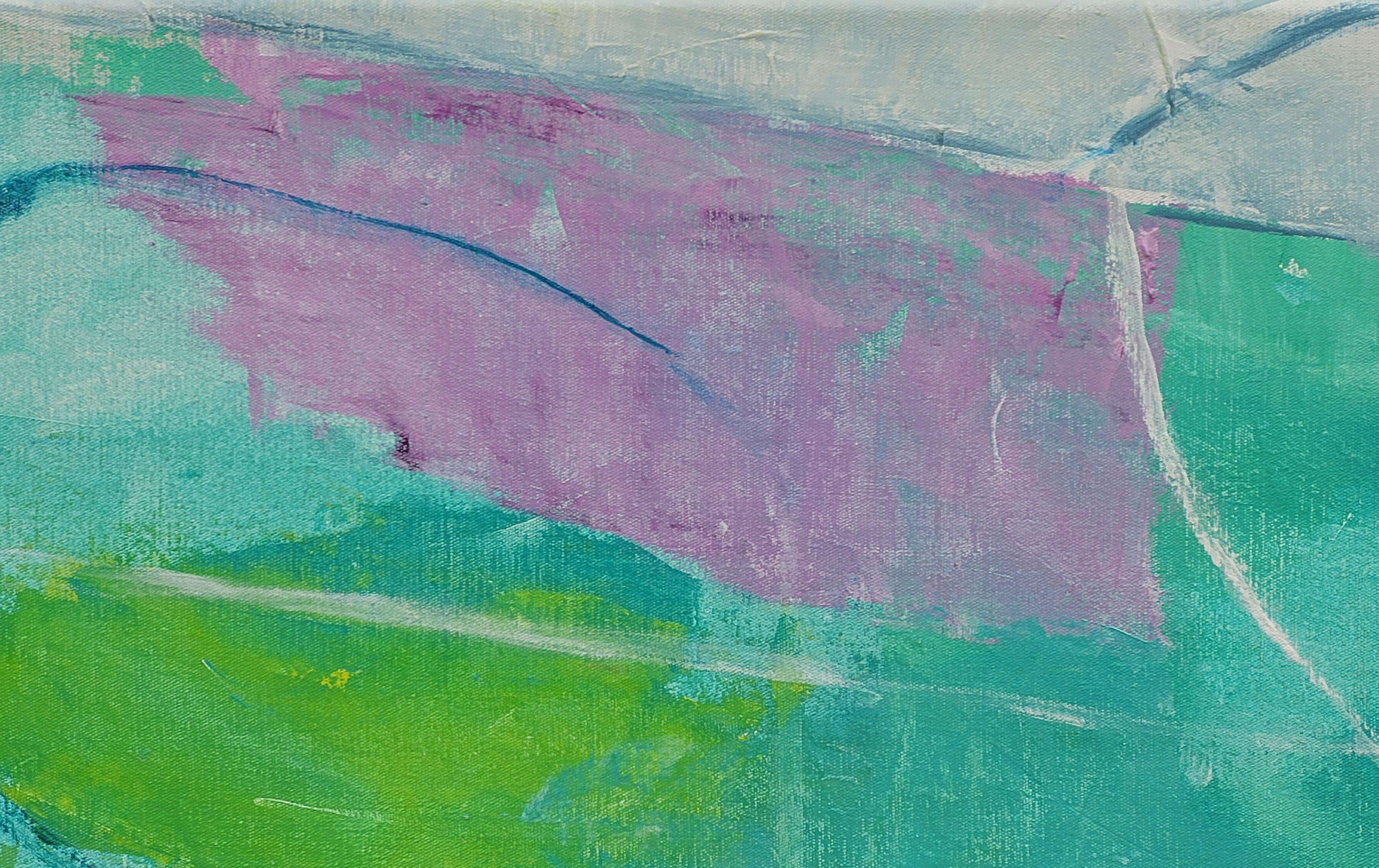 Acrilico su tela con campo di colore espressionista astratto.  Les Champs XII. - Abstract Painting Blu di Christian Manoury 