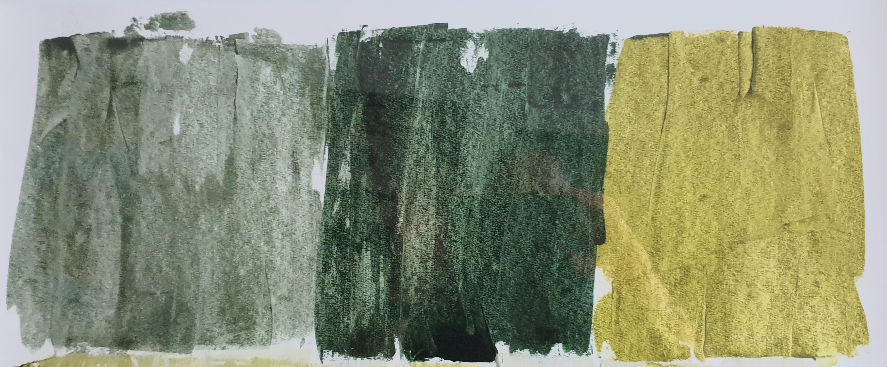 Spring. Contemporary Abstract Expressionist Acrylic in Green on Paper.  For Sale 6