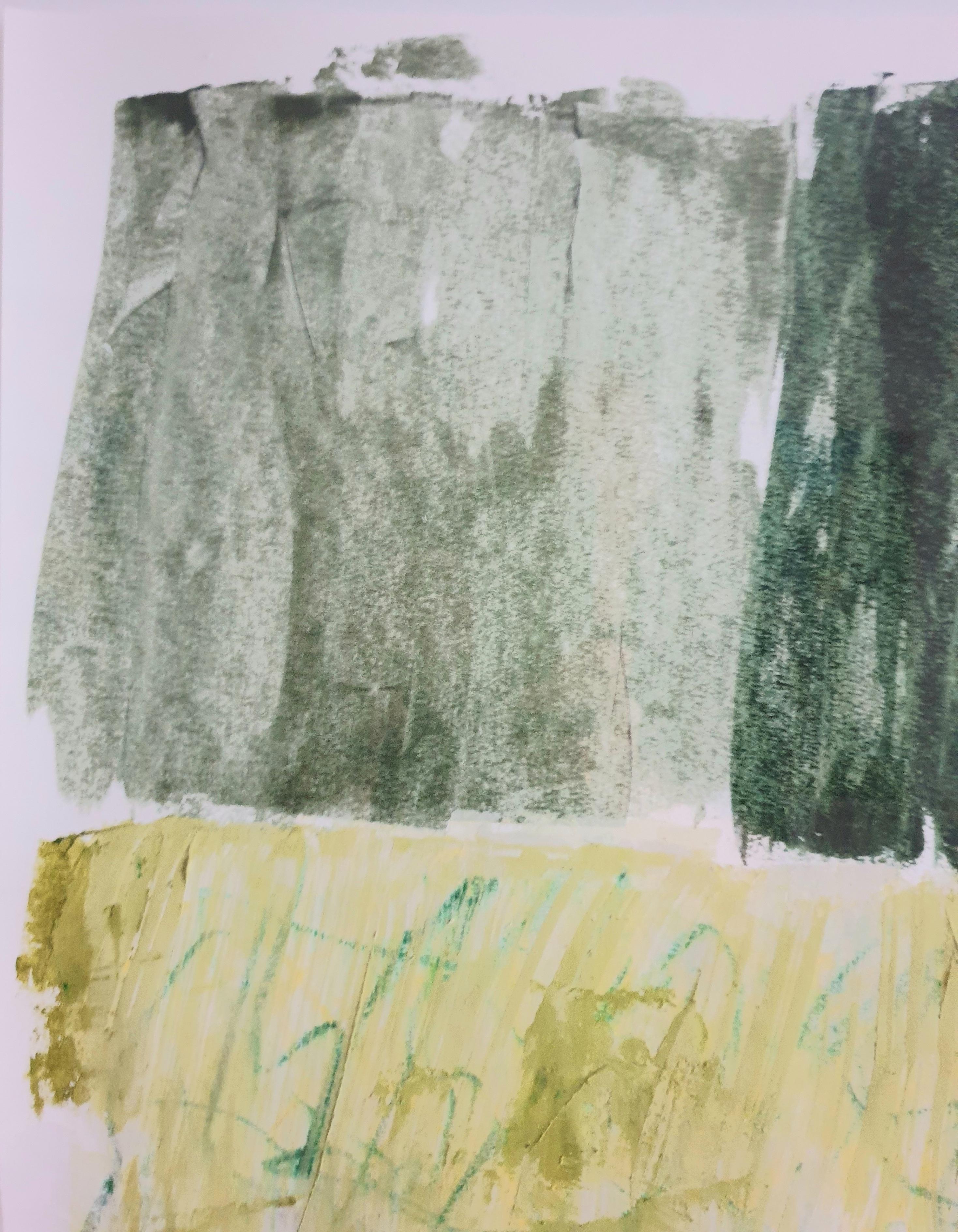 Spring. Contemporary Abstract Expressionist Acrylic in Green on Paper.  For Sale 8