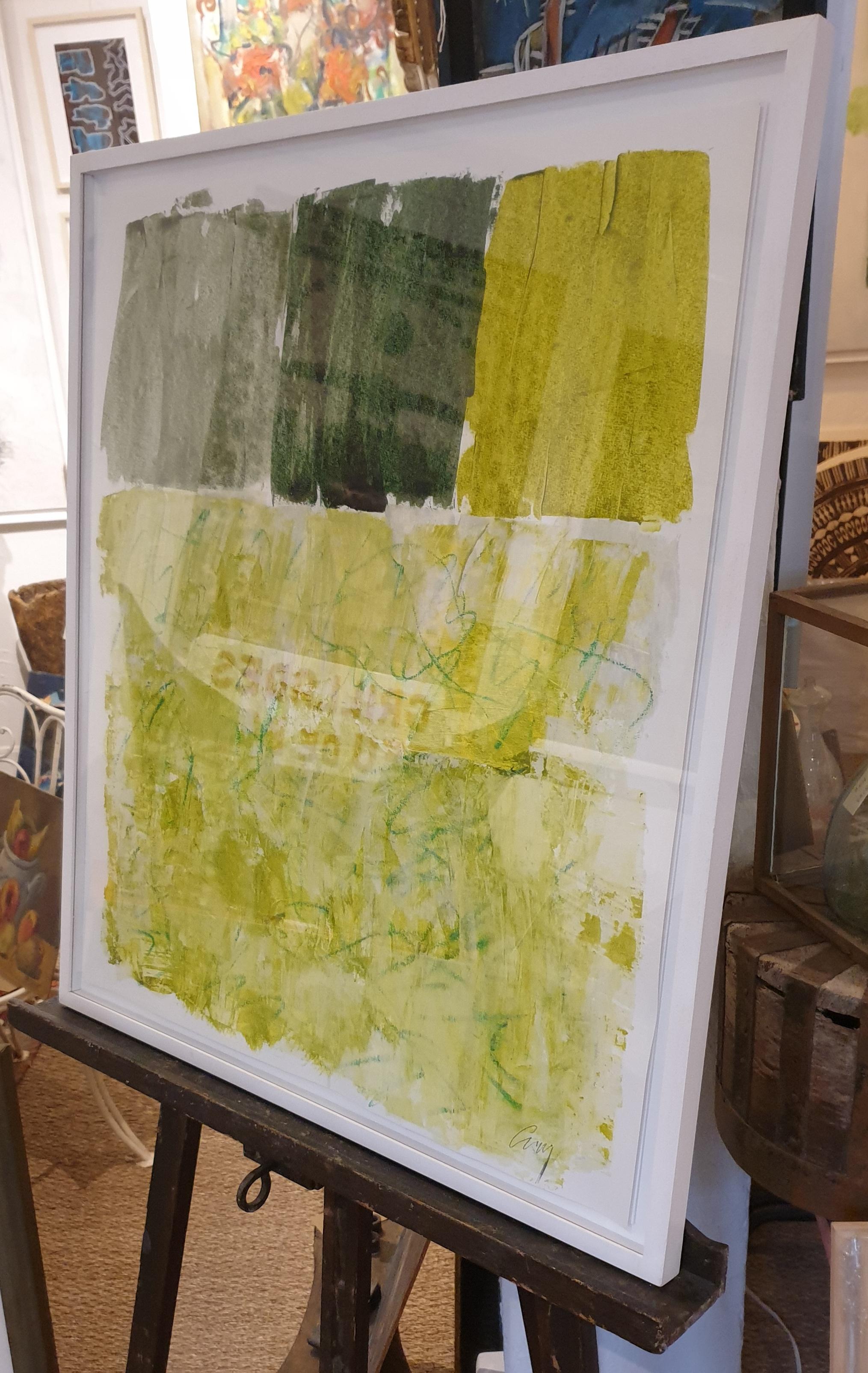 Spring. Contemporary Abstract Expressionist Acrylic in Green on Paper.  For Sale 11