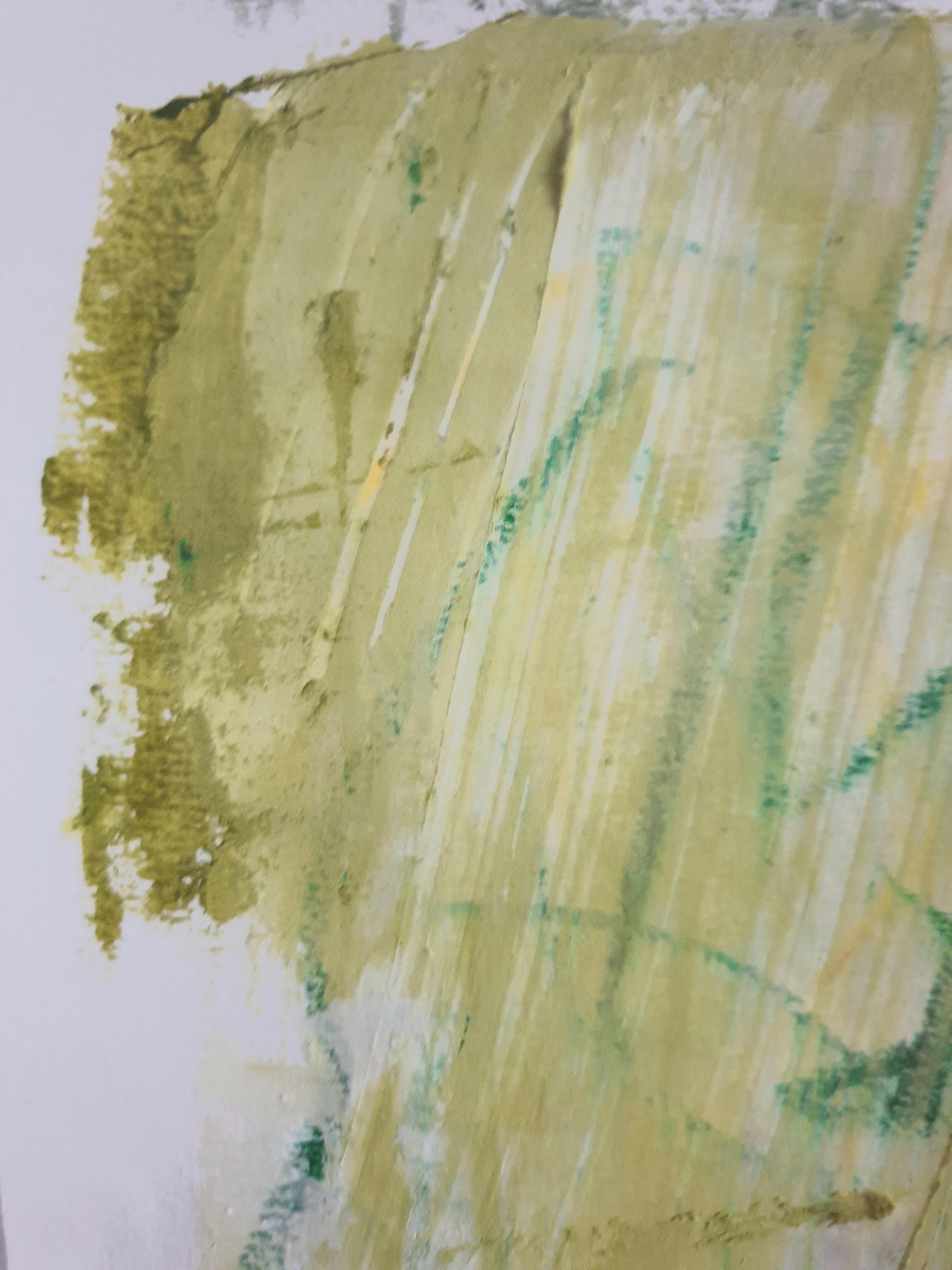 Spring. Contemporary Abstract Expressionist Acrylic in Green on Paper.  For Sale 1
