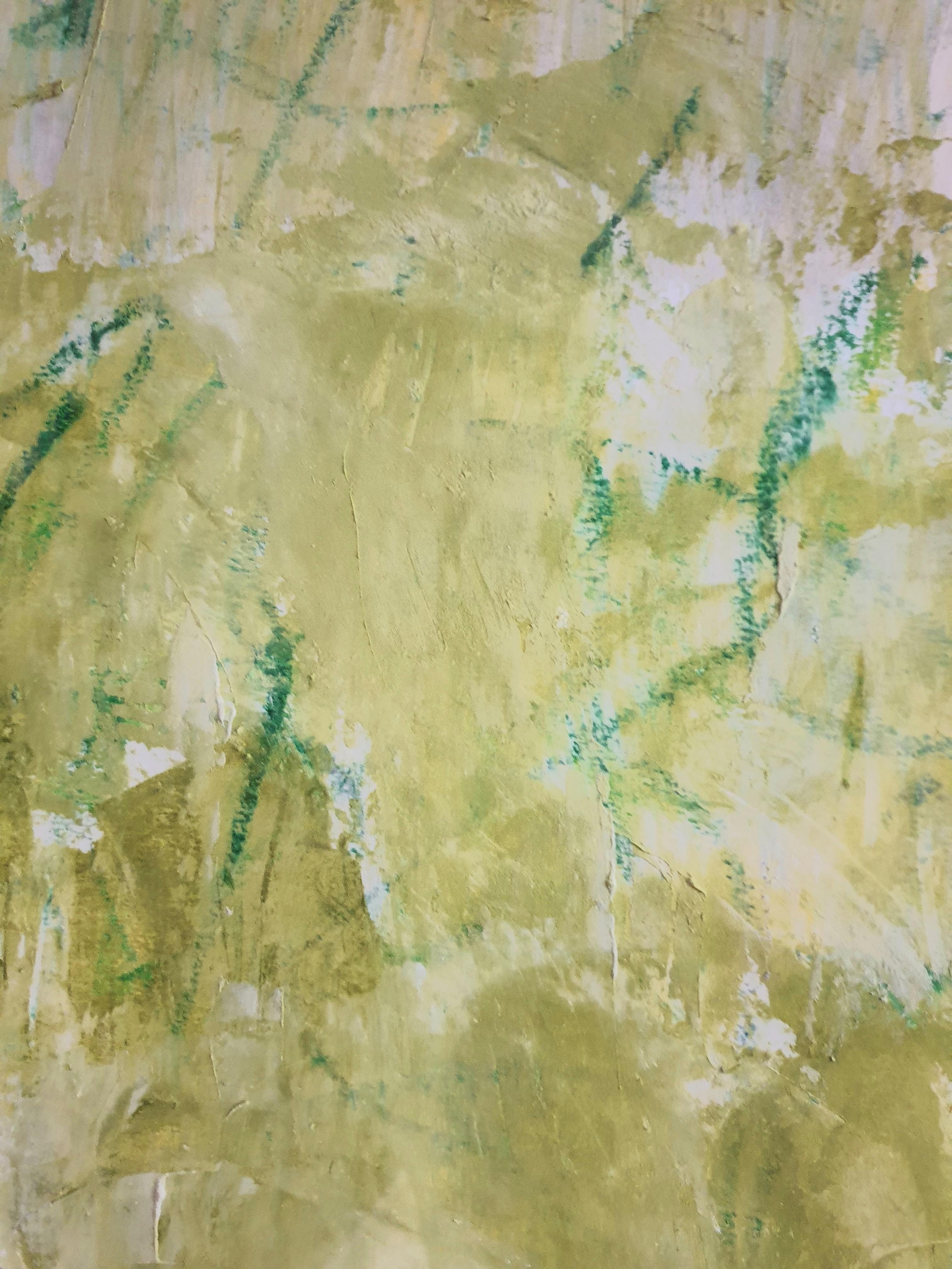 Spring. Contemporary Abstract Expressionist Acrylic in Green on Paper.  For Sale 2