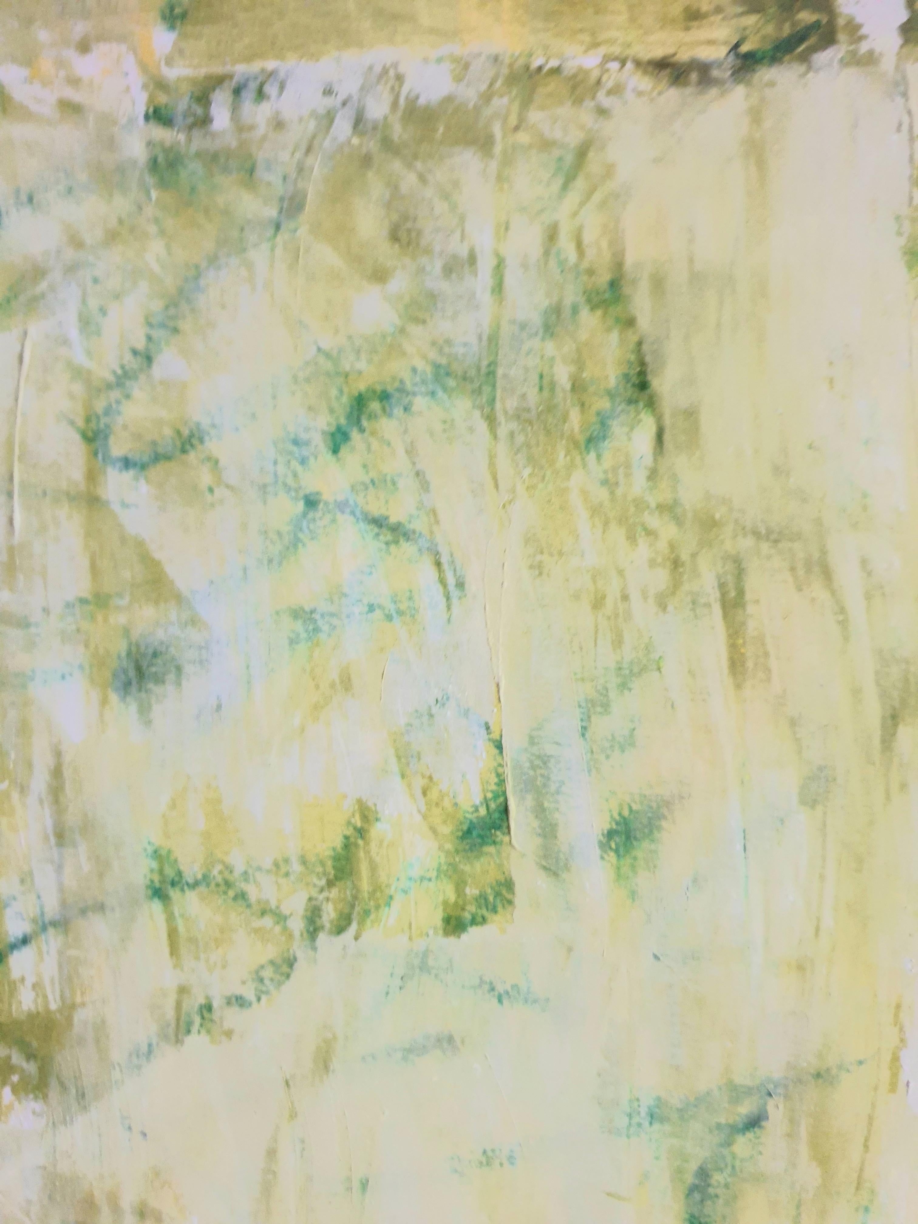 Primavera'. Acrilico contemporaneo espressionista astratto in verde su carta. in vendita 2