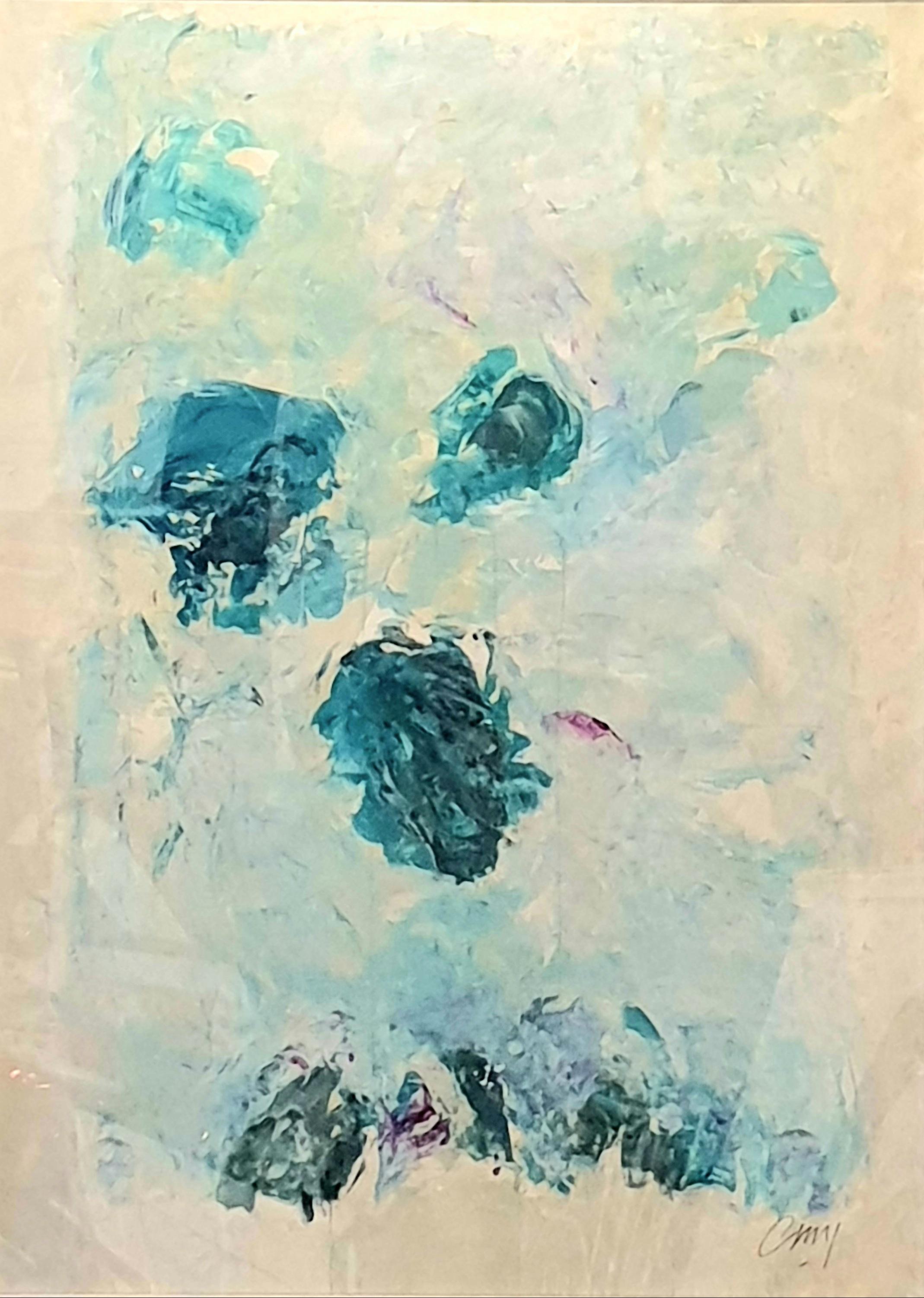 Abstract Painting di Christian Manoury  - Acrilico su carta di un espressionista astratto contemporaneo, "Hommage to Debussy".