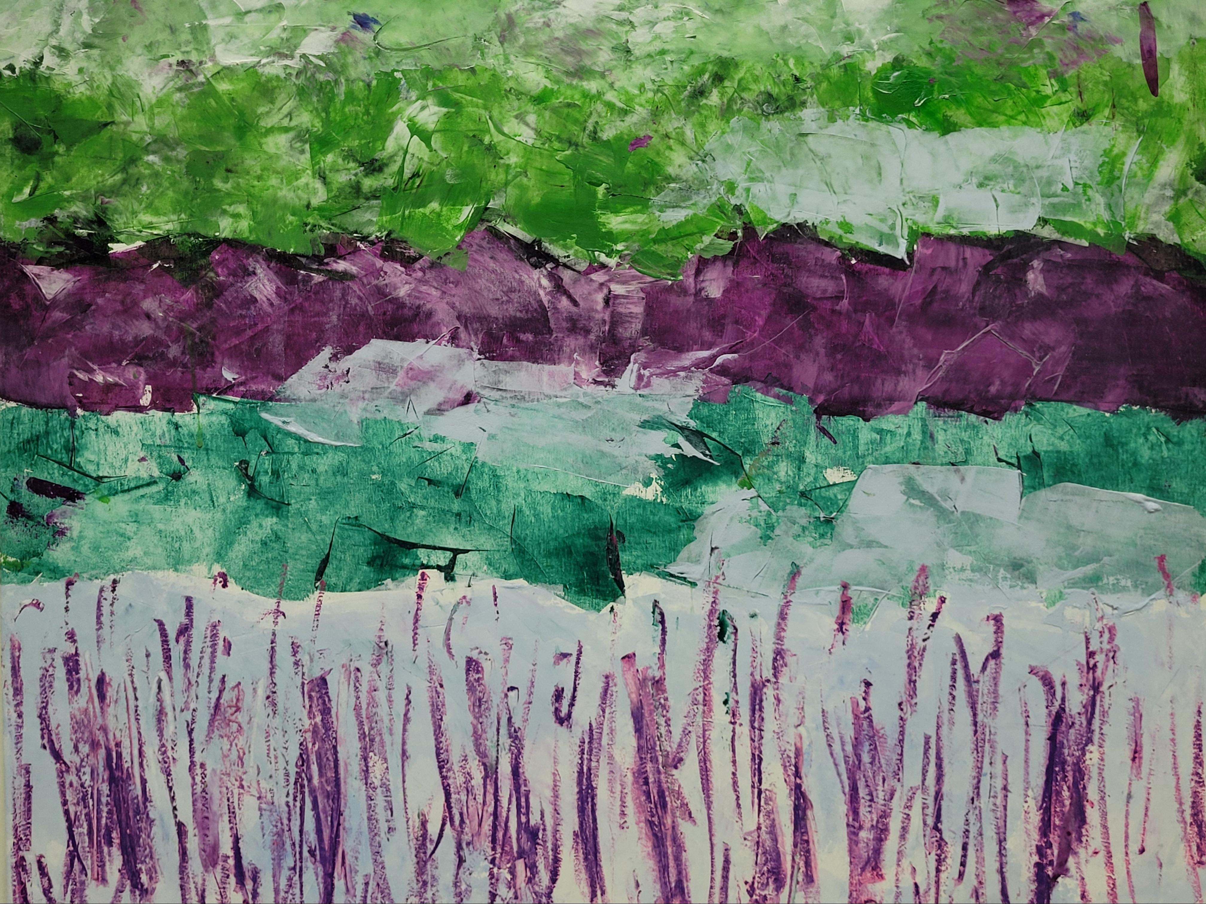 Acrilico su tela in stile espressionista astratto contemporaneo. Les Champs X. - Painting Altro stile artistico di Christian Manoury 