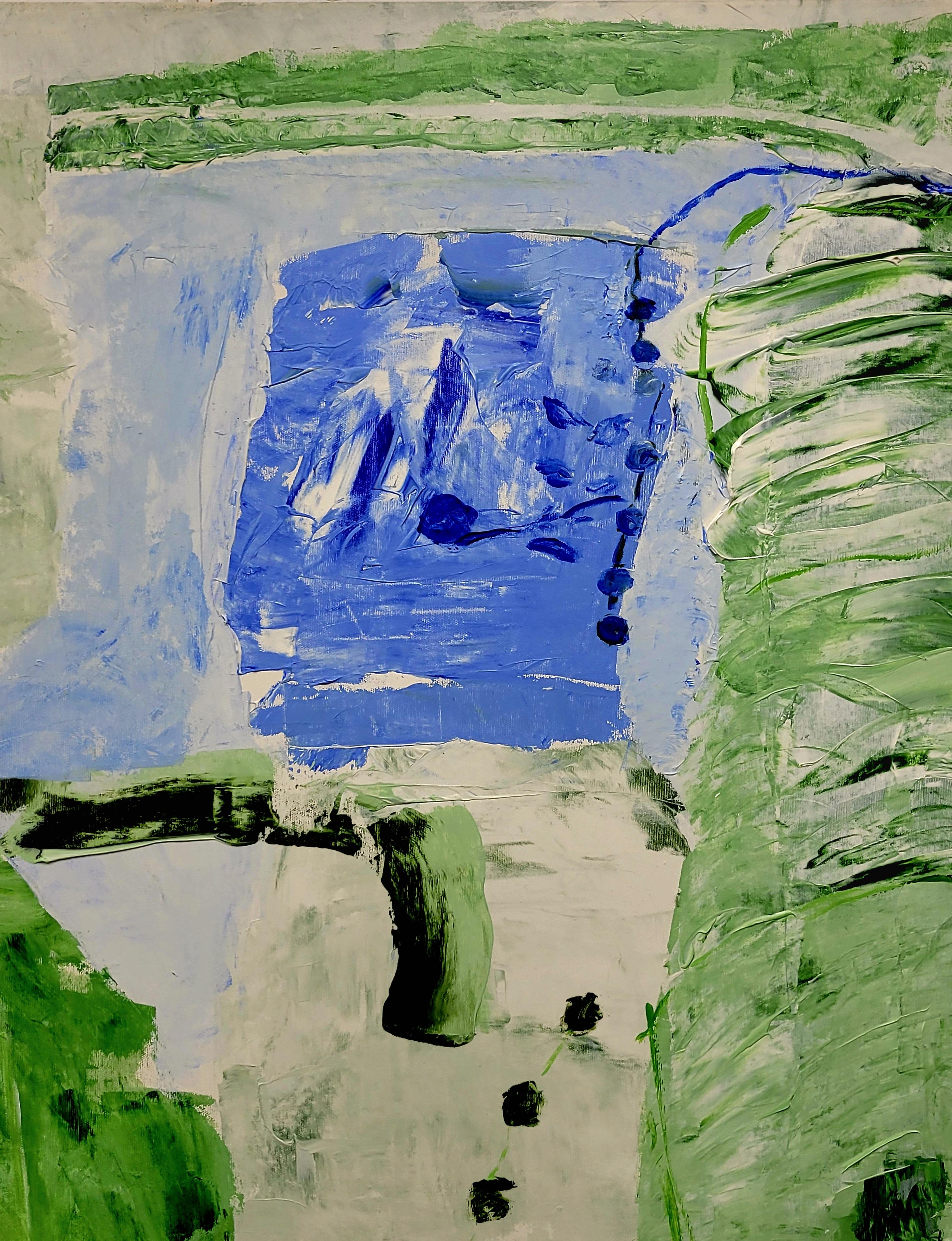 Paesaggio astratto espressionista contemporaneo con campiture di colore, Les Champs II - Painting di Christian Manoury 