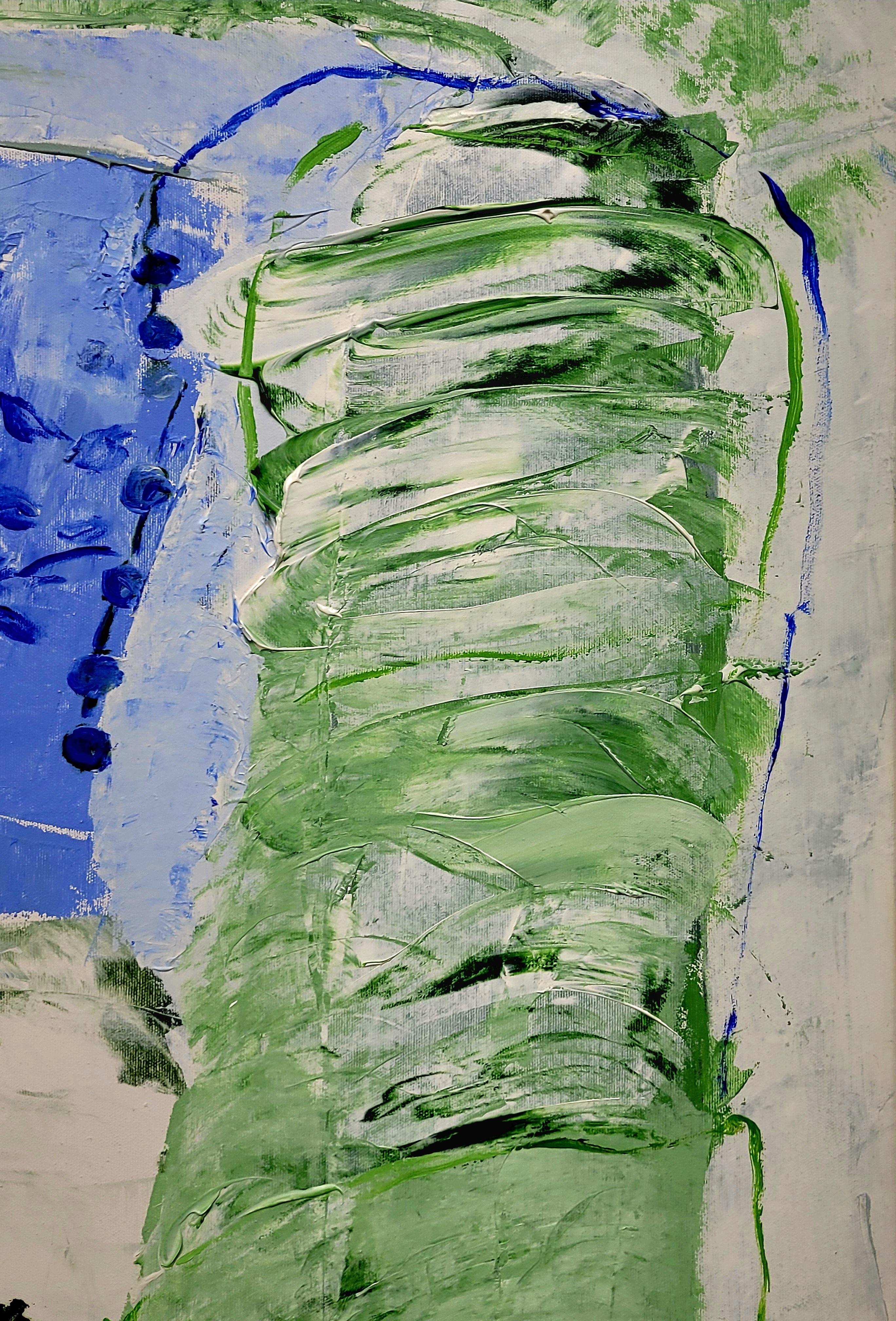 Paesaggio astratto espressionista contemporaneo con campiture di colore, Les Champs II - Painting Espressionismo astratto di Christian Manoury 
