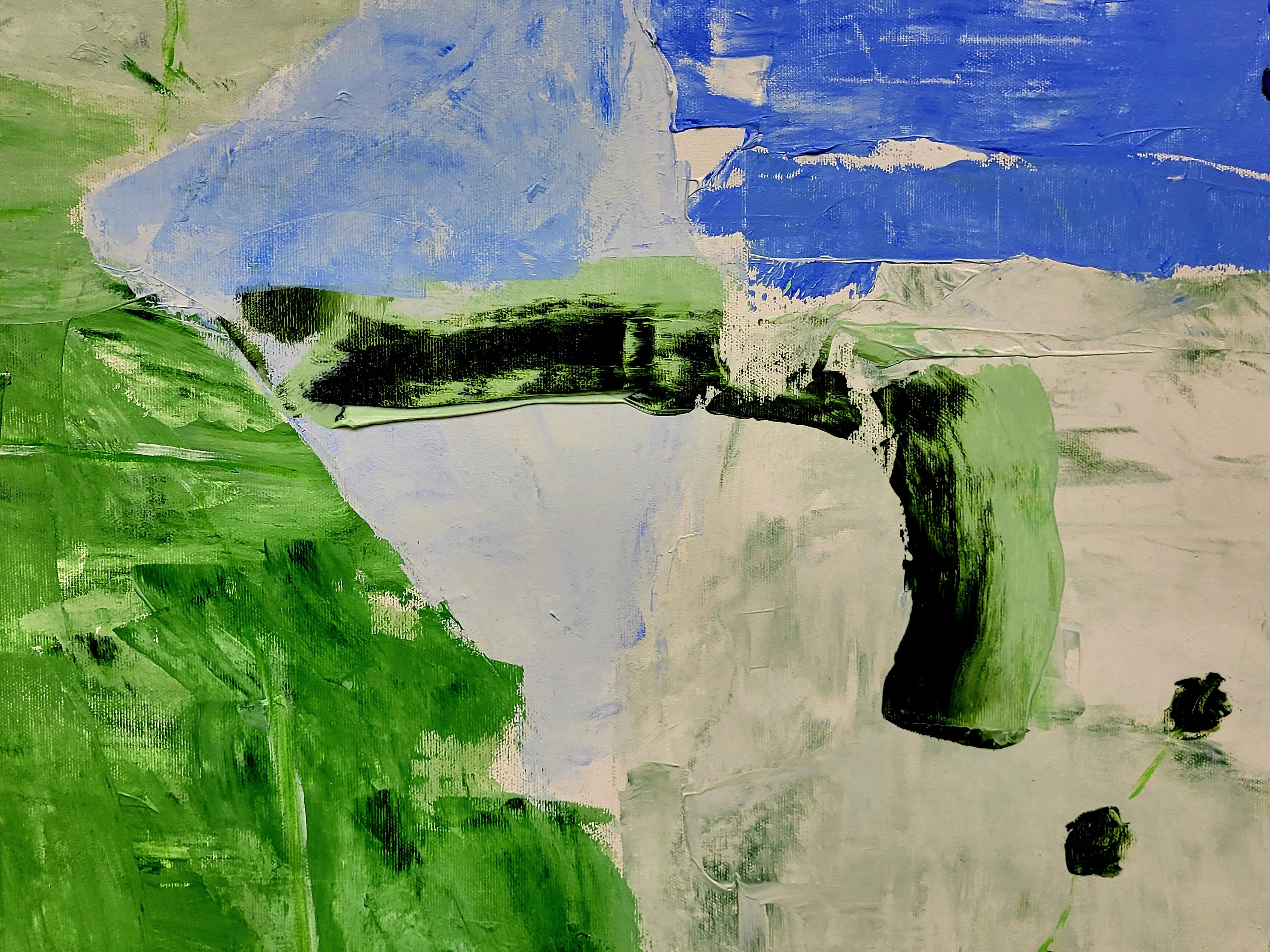 Paesaggio astratto espressionista contemporaneo con campiture di colore, Les Champs II in vendita 4