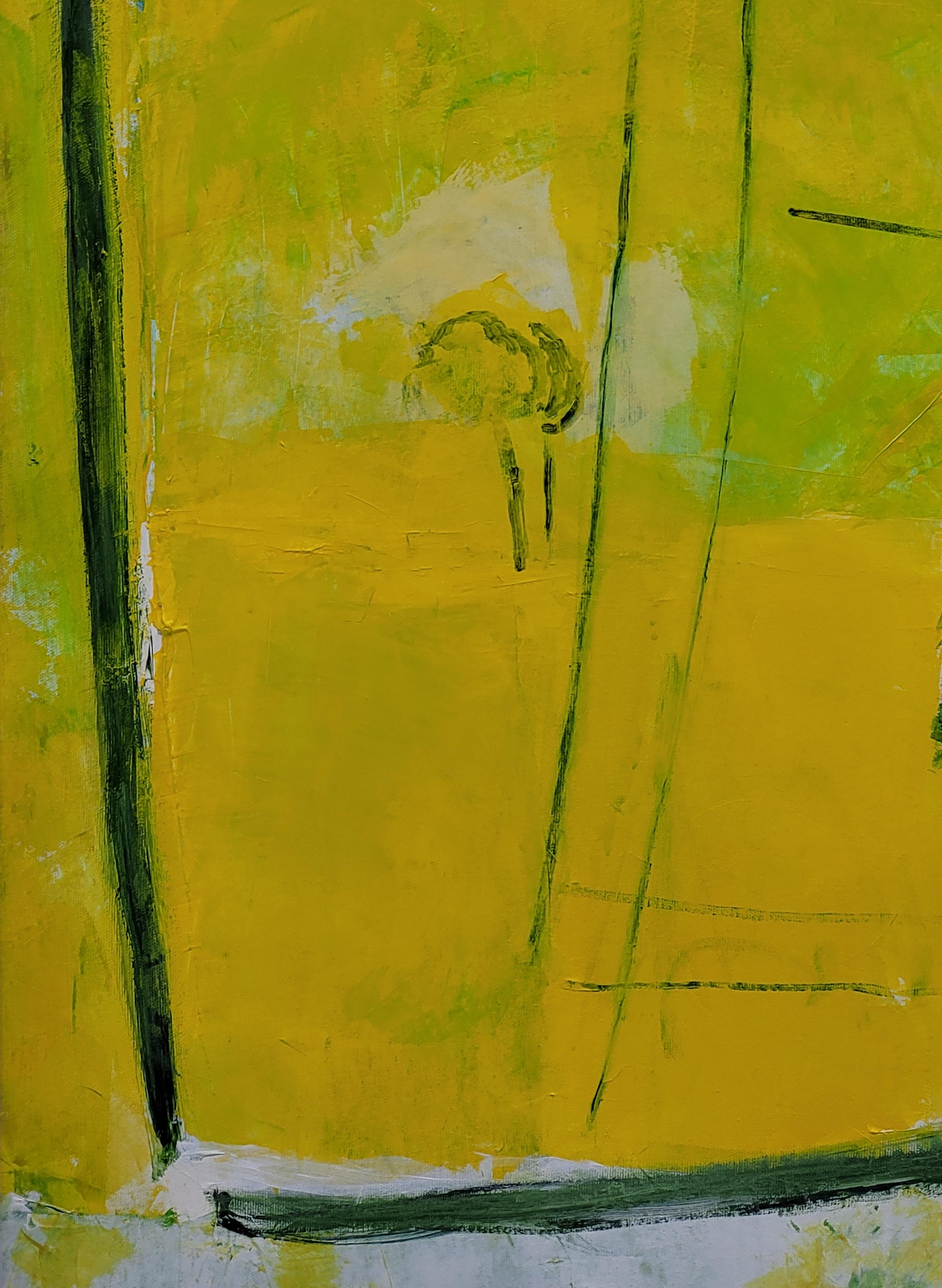 Paesaggio a campiture di colore dell'Espressionismo Astratto Contemporaneo, Les Champs IV - Painting Espressionista di Christian Manoury 