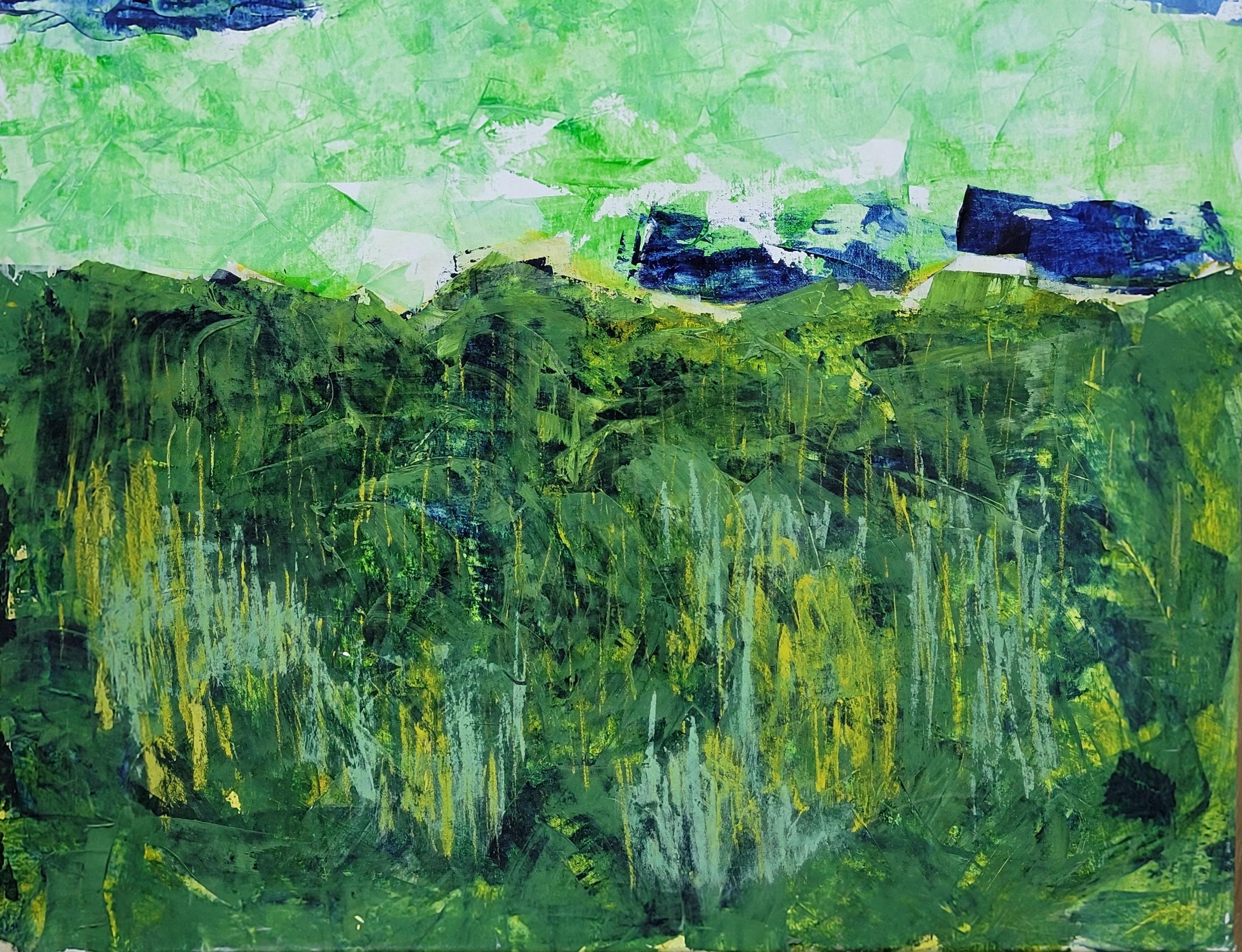 Contemporary Abstract Expressionist Color-Field Landscape.  Les Champs IX. - Painting by Christian Manoury 