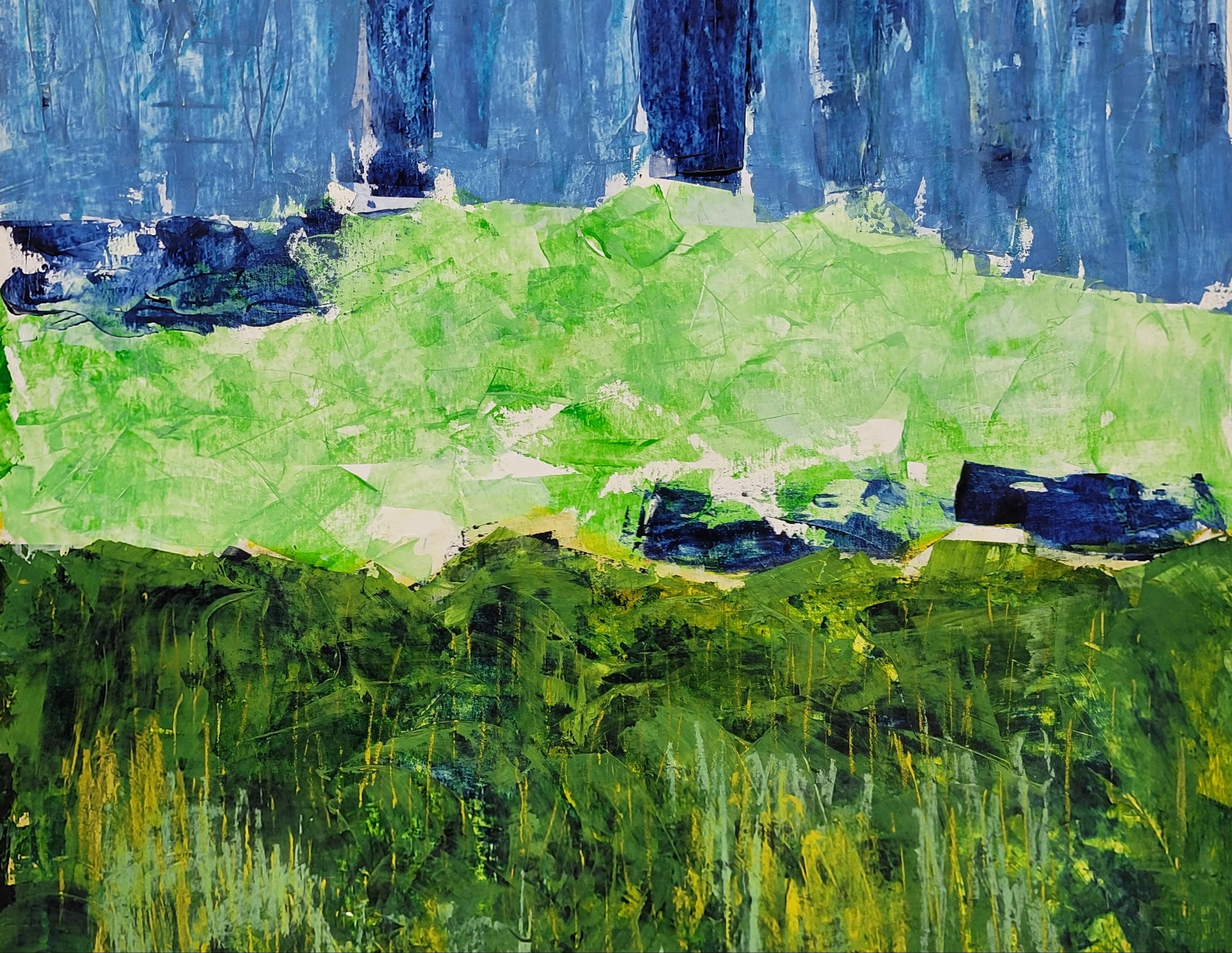 Contemporary Abstract Expressionist Color-Field Landscape.  Les Champs IX. - Black Abstract Painting by Christian Manoury 
