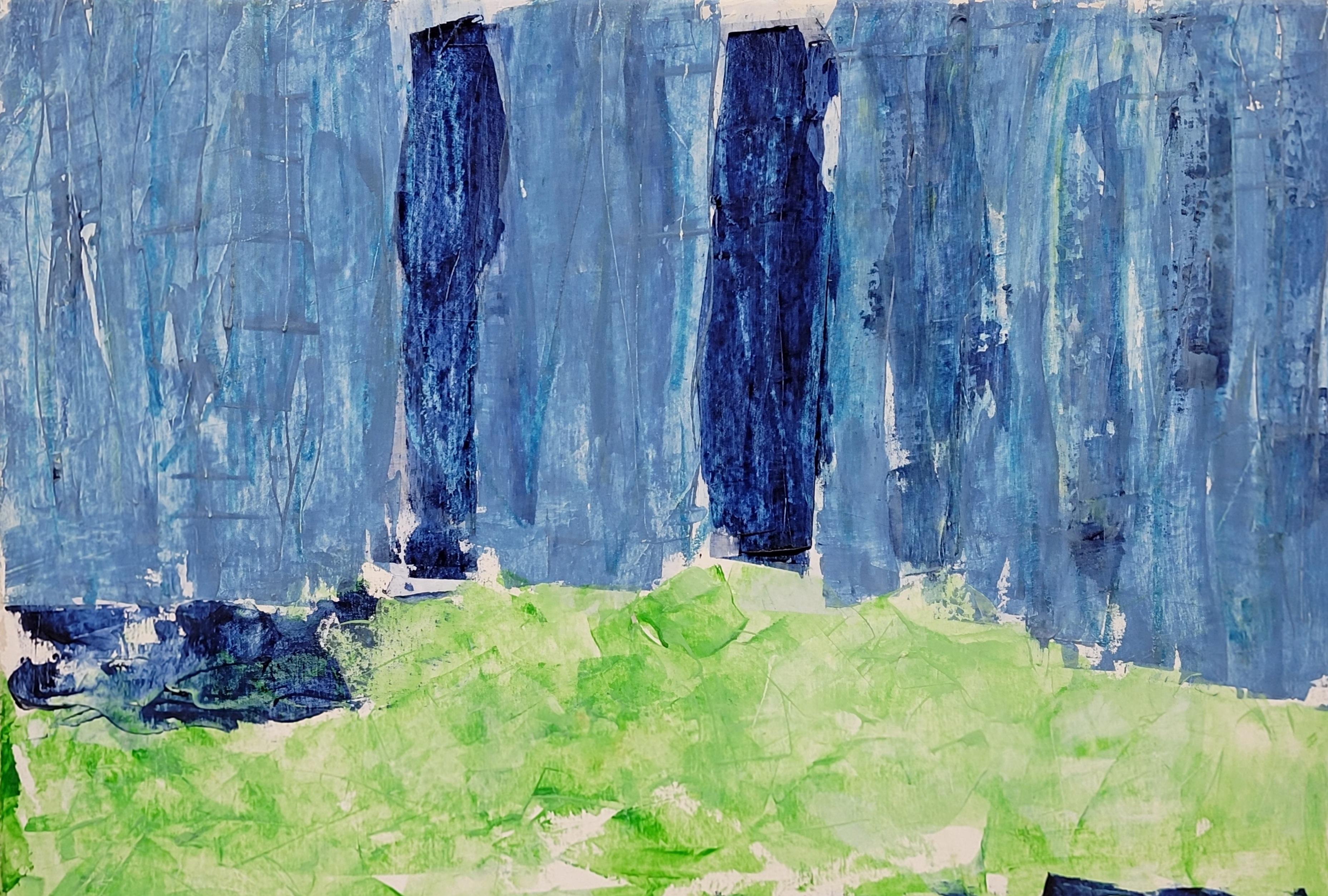 A contemporary Abstract Expressionist Color-Field acrylic on canvas by French artist, Christian Manoury. Signed to the back of the canvas.

This artwork is a striking composition of abstract layers, utilizing bold, textured strokes to create an