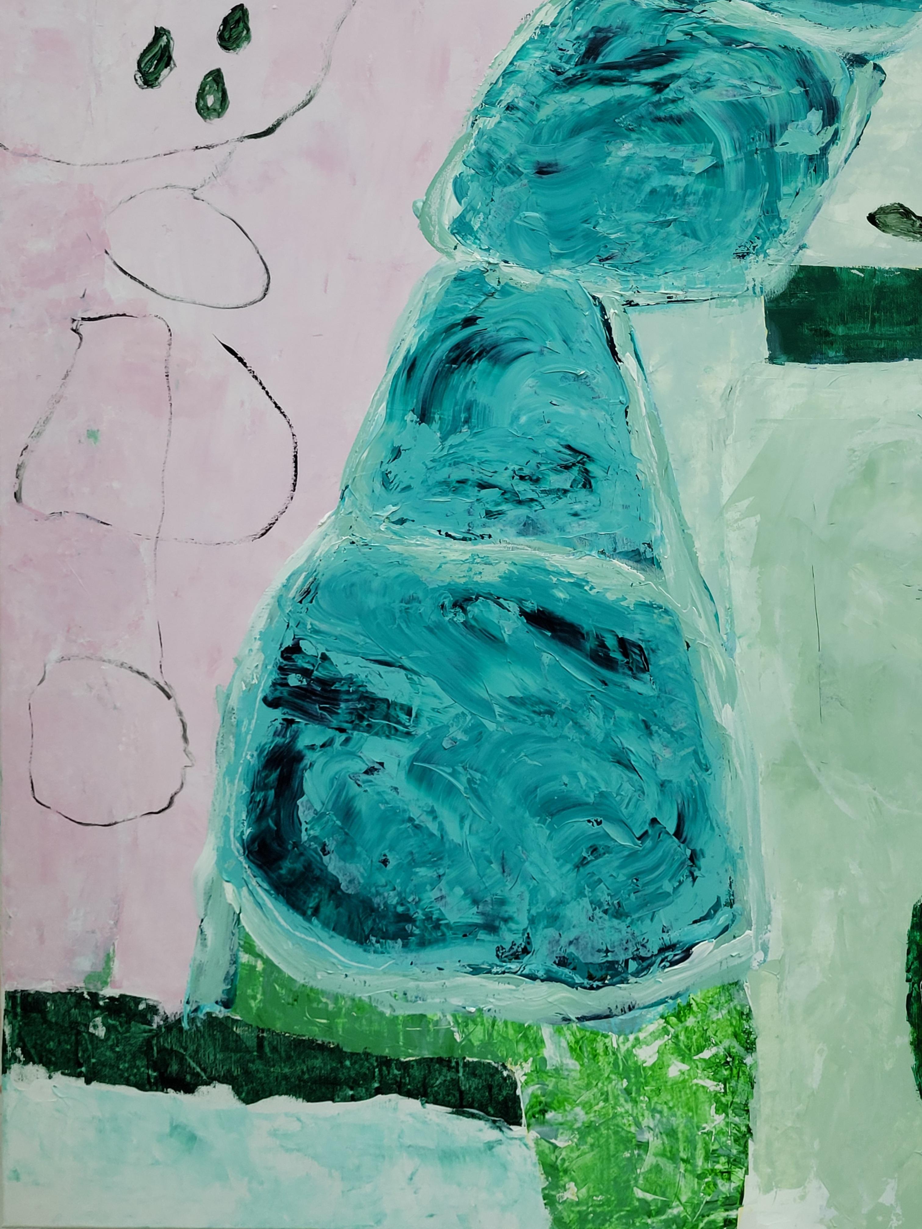 Paesaggio astratto espressionista contemporaneo con campo di colore, Les Champs V - Painting di Christian Manoury 