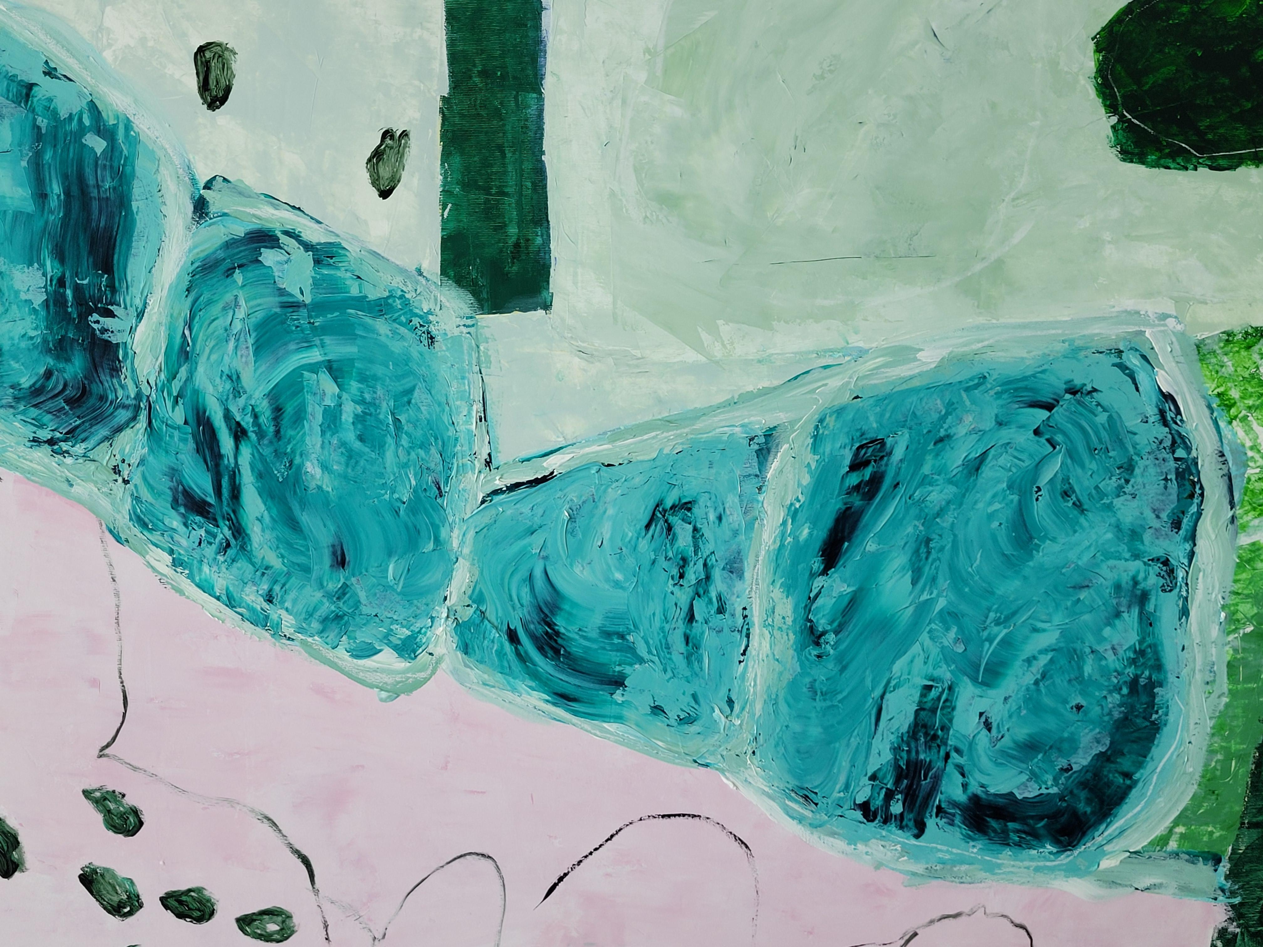 Paesaggio astratto espressionista contemporaneo con campo di colore, Les Champs V - Painting Espressionista di Christian Manoury 