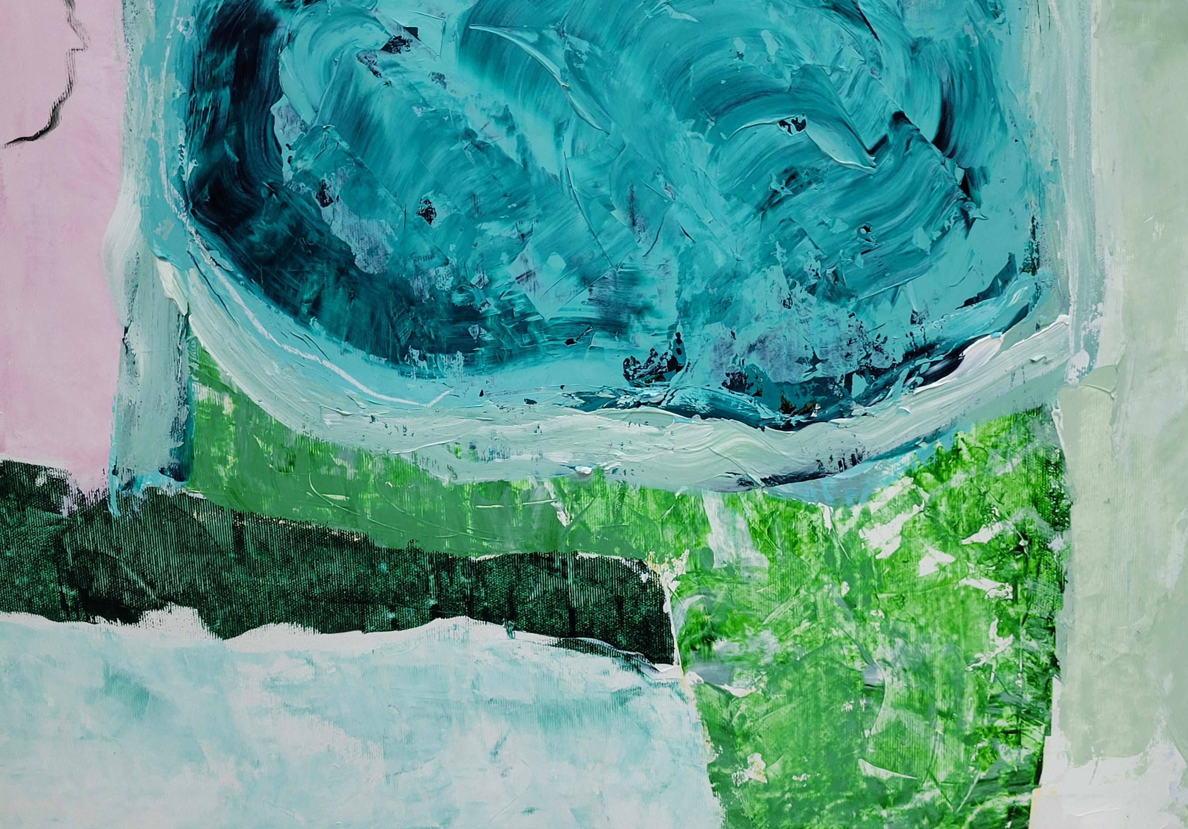 Paesaggio astratto espressionista contemporaneo con campo di colore, Les Champs V in vendita 2