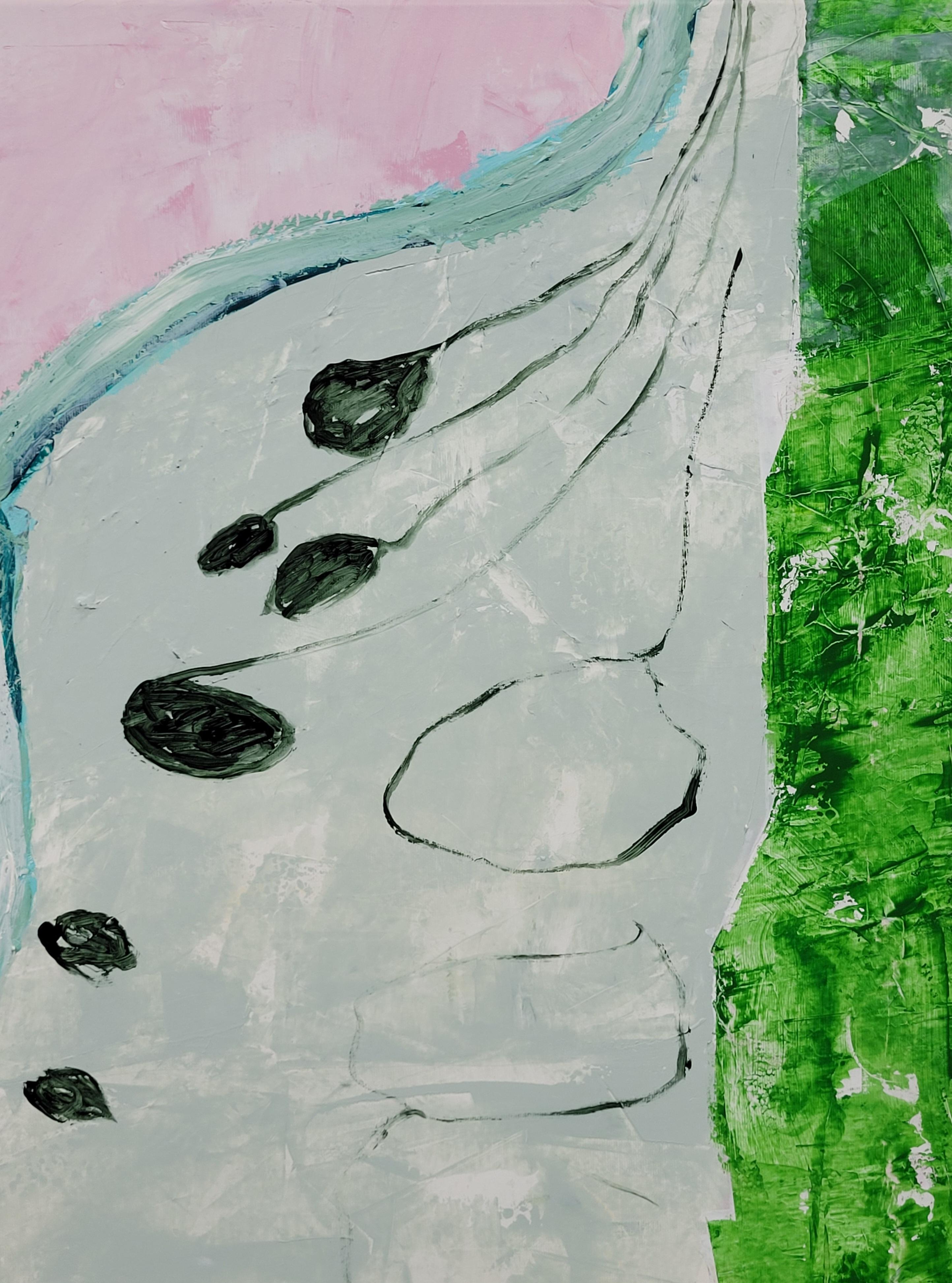 Paesaggio astratto espressionista contemporaneo con campo di colore, Les Champs V in vendita 3