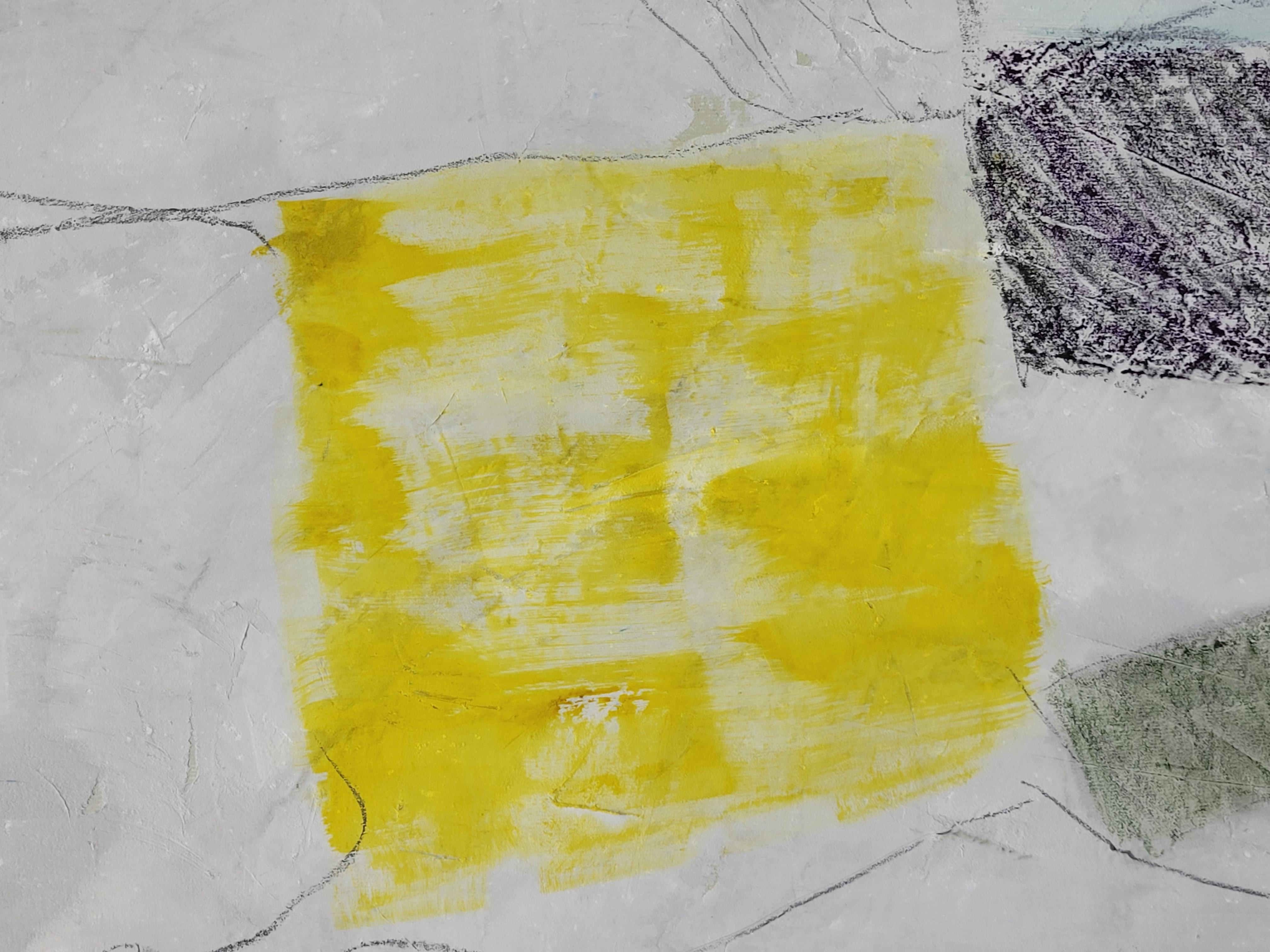 Paesaggio astratto espressionista contemporaneo con campo di colore  Gli Champs VII - Abstract Painting Grigio di Christian Manoury 