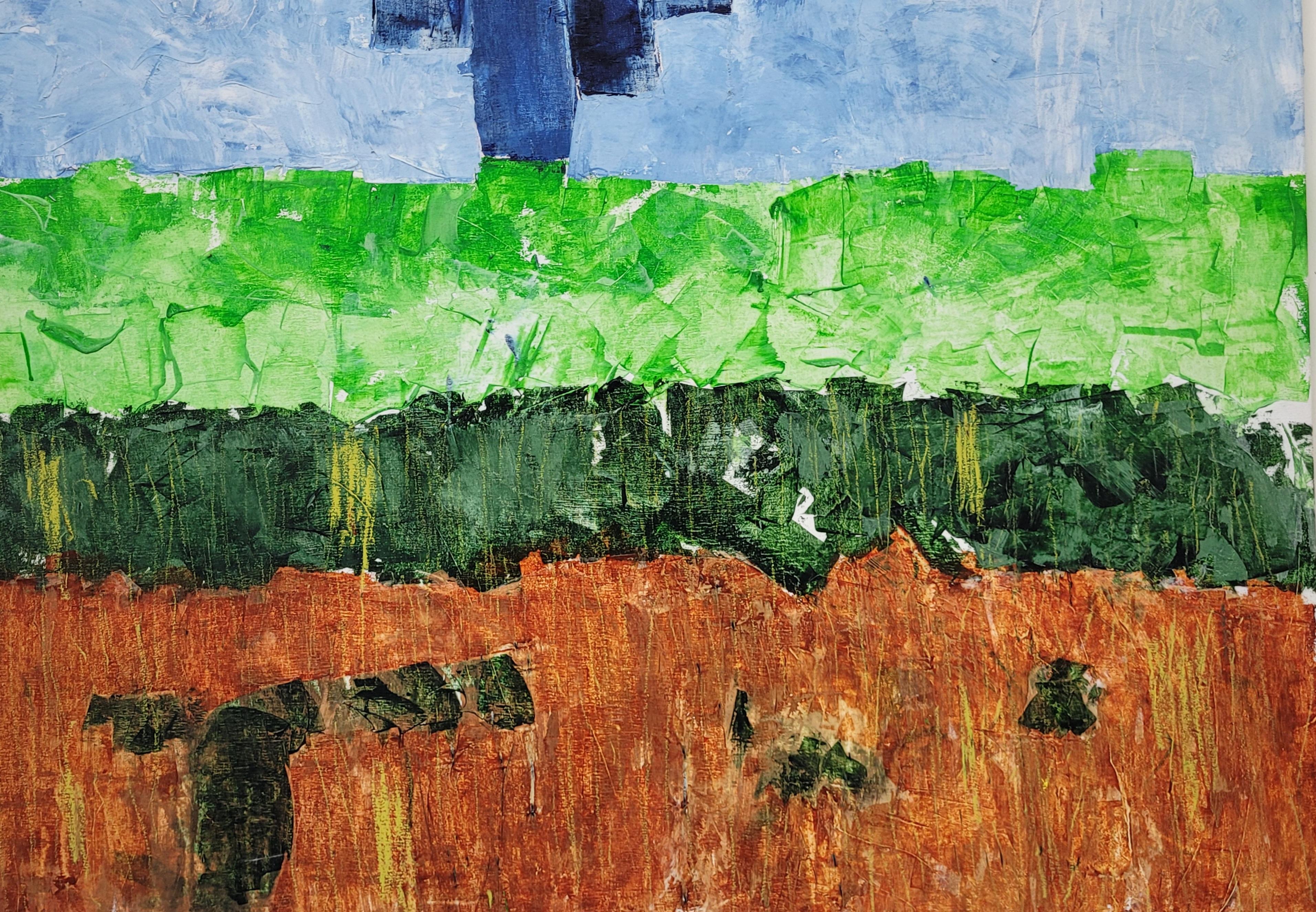 Contemporary Abstract Expressionist Color-Field Landscape.  Les Champs XI. – Painting von Christian Manoury 