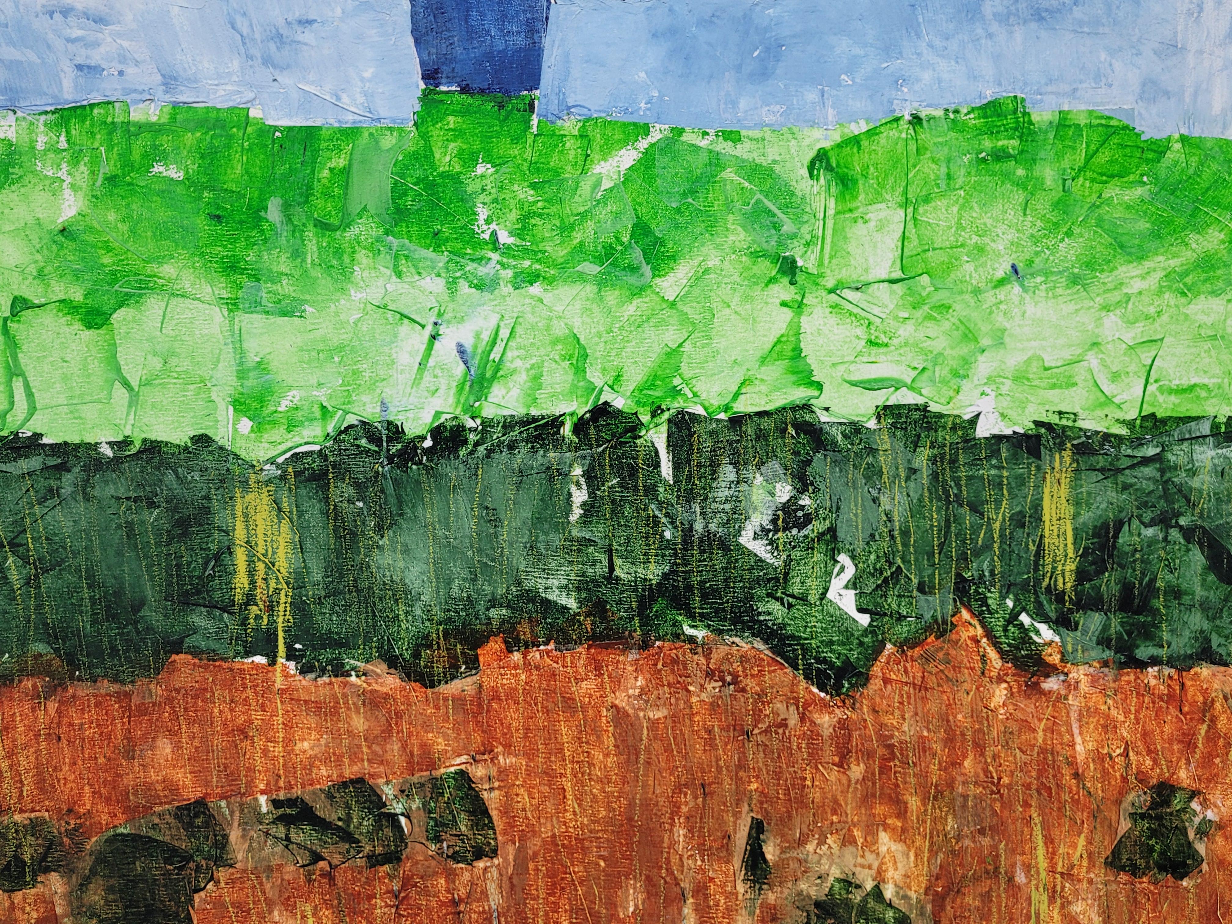 Contemporary Abstract Expressionist Color-Field Landscape.  Les Champs XI. (Grau), Landscape Painting, von Christian Manoury 