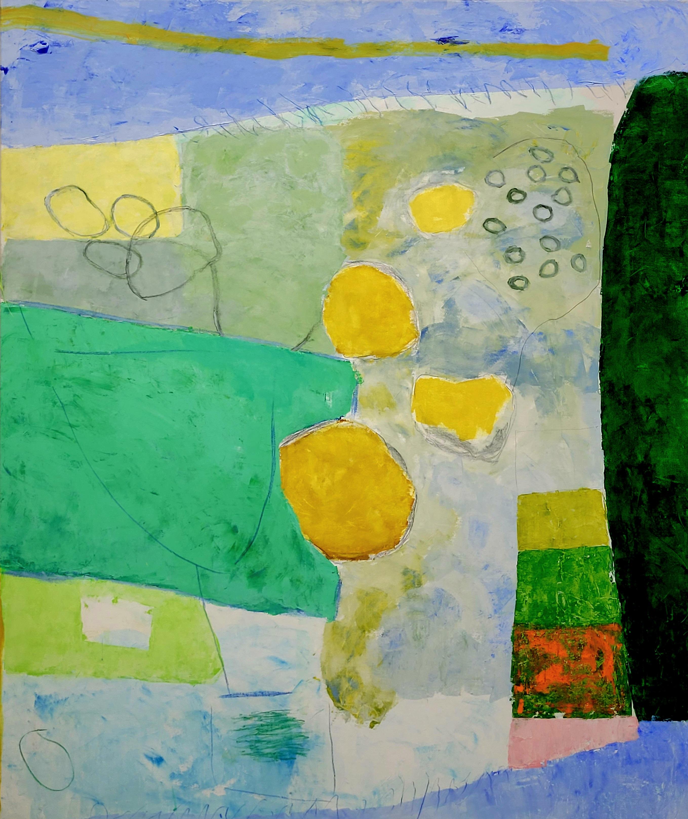 Obra expresionista abstracta contemporánea en color sobre lienzo, Les Champs