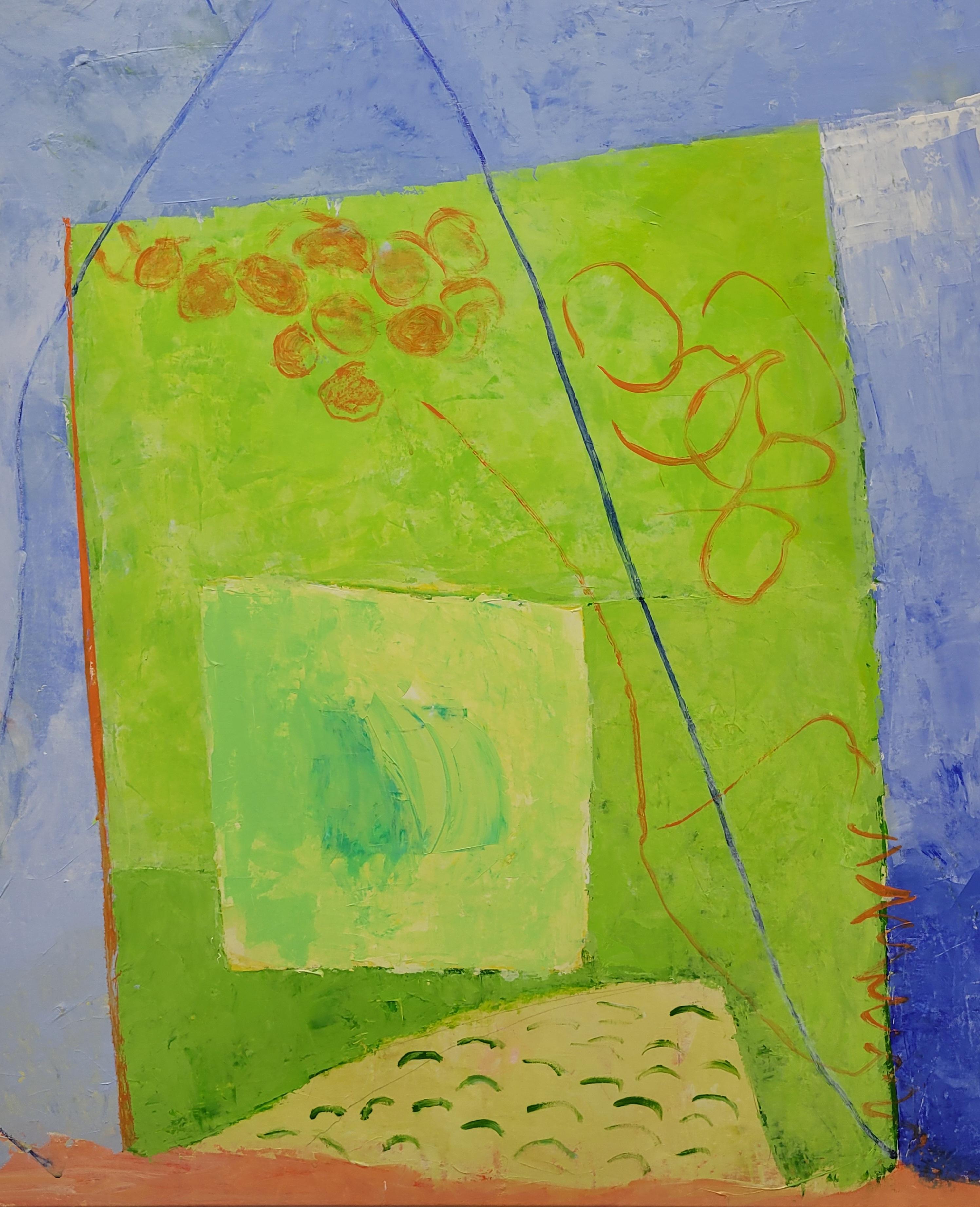 Opera contemporanea di espressionismo astratto con campiture di colore su tela,  Les Champs III - Painting di Christian Manoury 