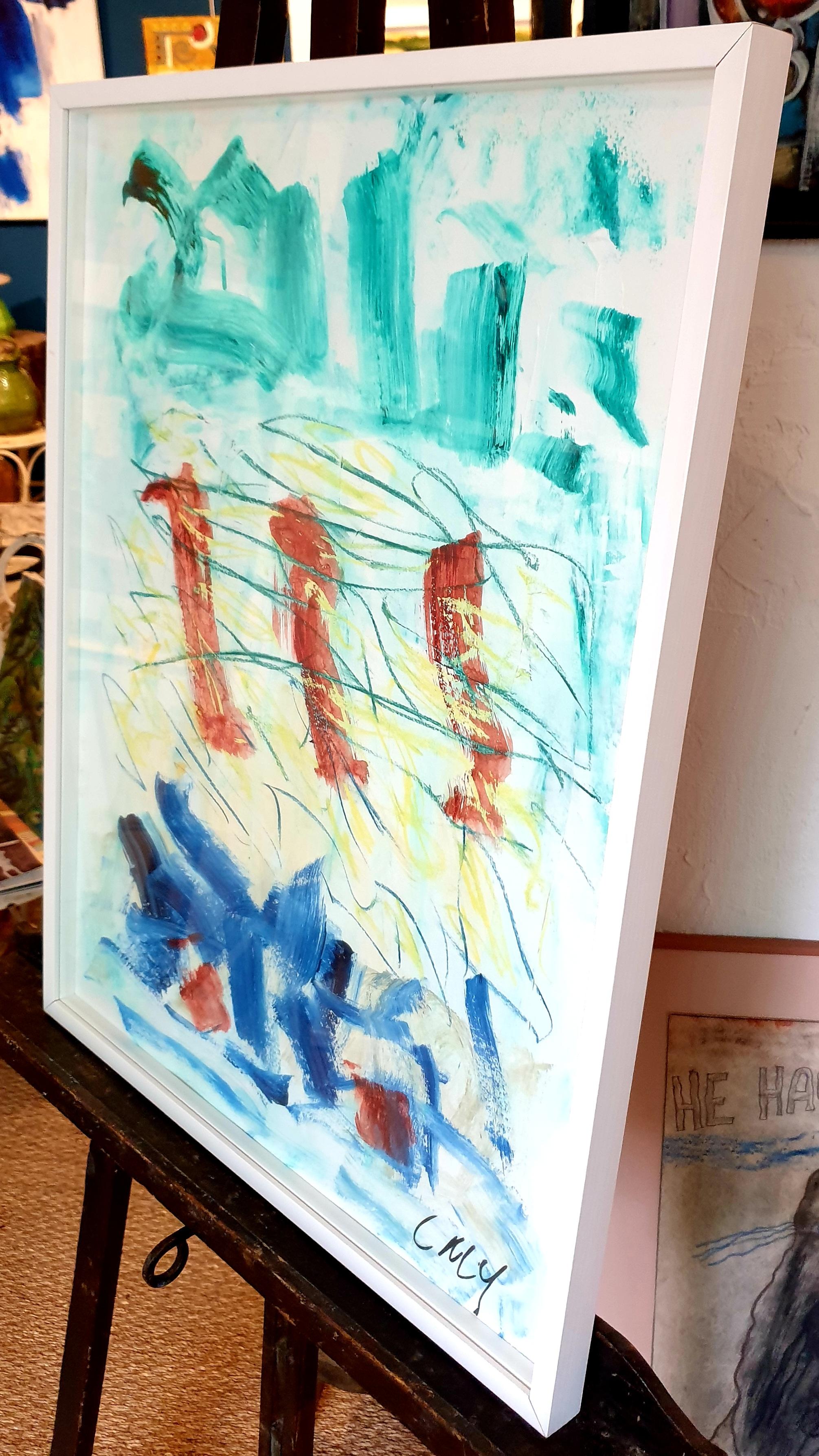 Contemporary French Abstract Expressionist Acrylic on Paper. For Sale 12