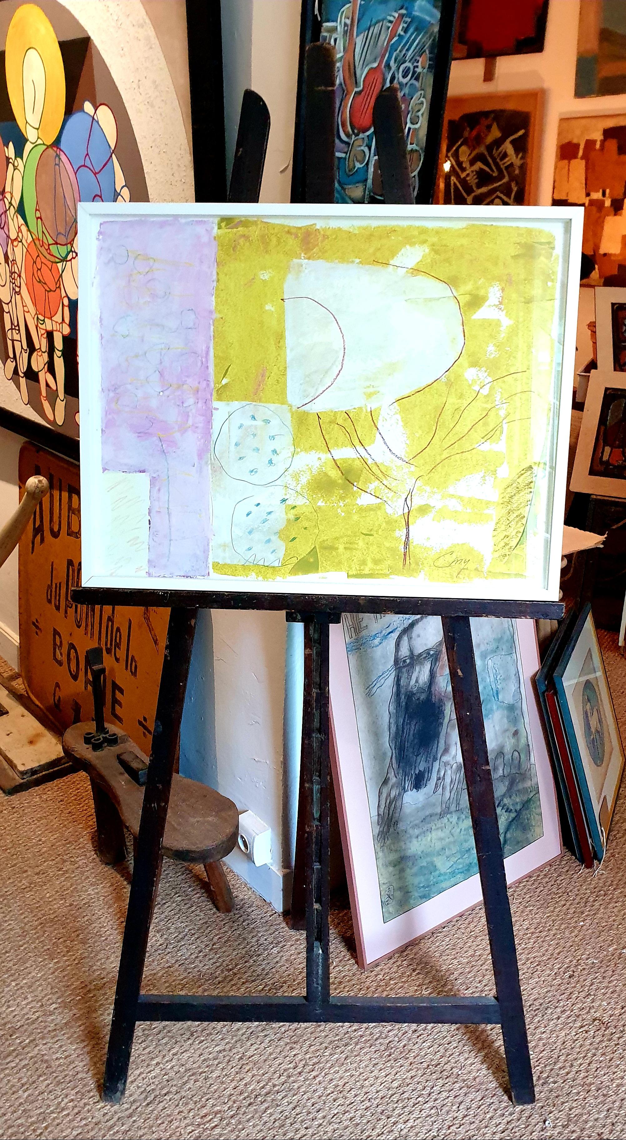 Contemporary French Abstract Expressionist Acrylic on Paper. For Sale 12