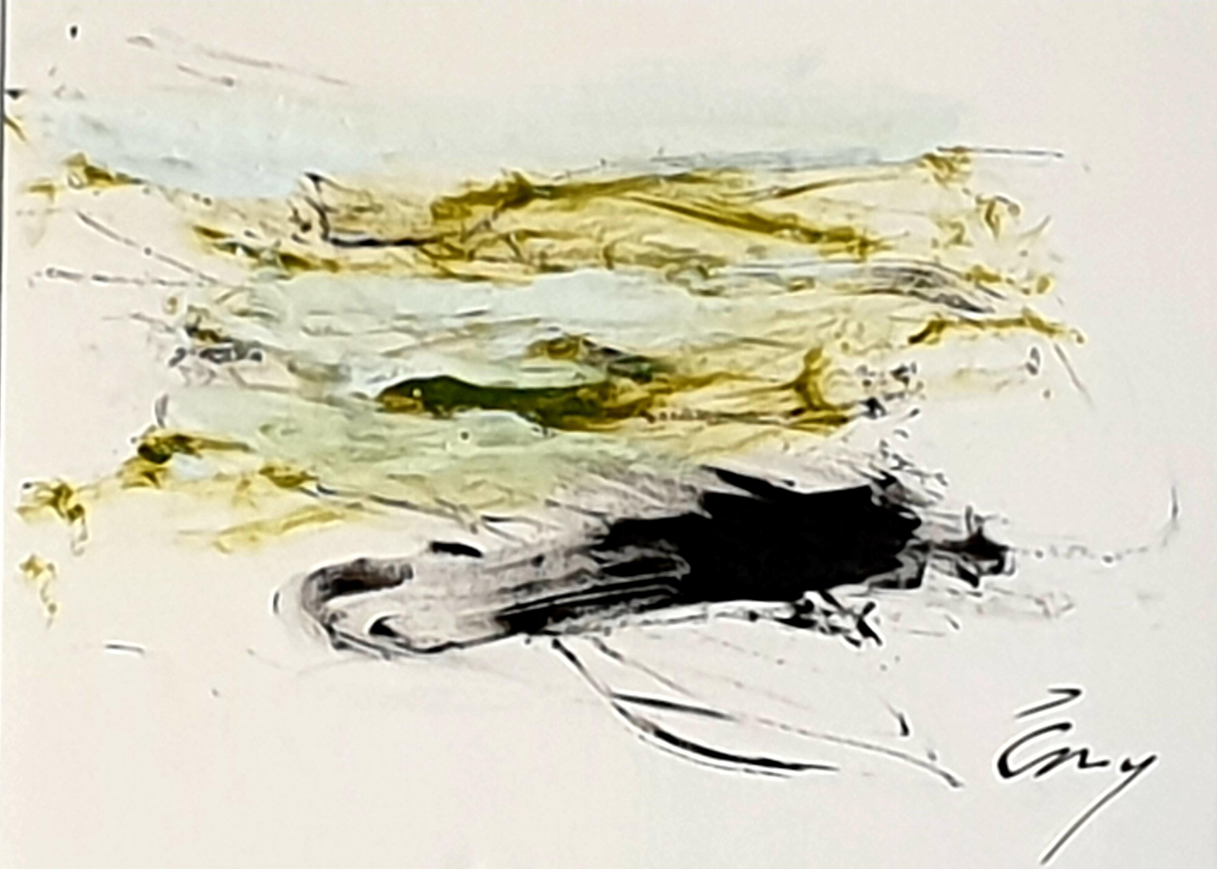 Acrilico su carta dell'Espressionismo astratto francese contemporaneo. - Painting di Christian Manoury 