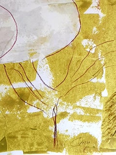 Contemporary French Abstract Expressionist Acrylic on Paper.
